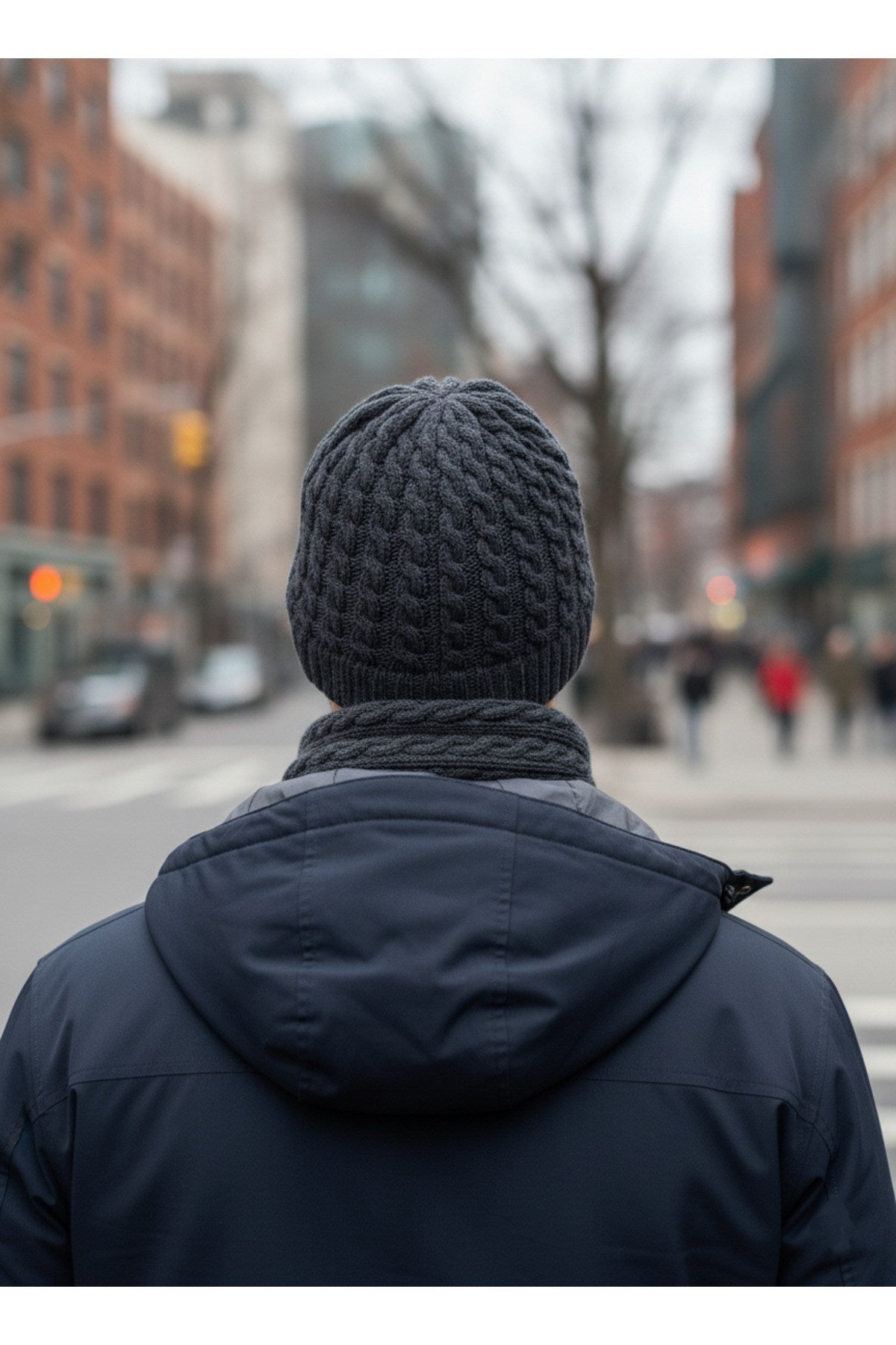 Erkek Yün Kışlık Örme Bere Atkı İkili Set Takım