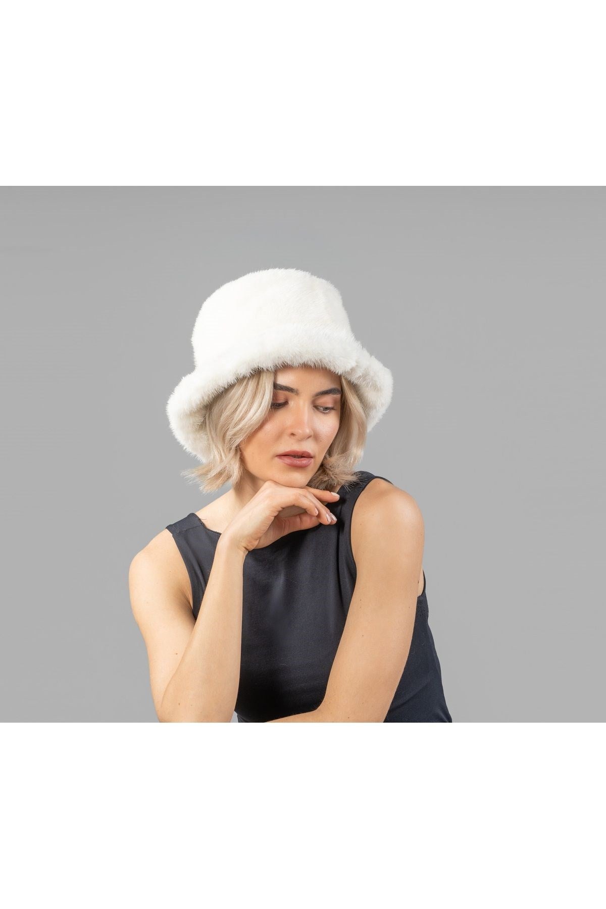 Şık Kadın Peluş Kova  Balıkçı Bucket Kışlık Şapka