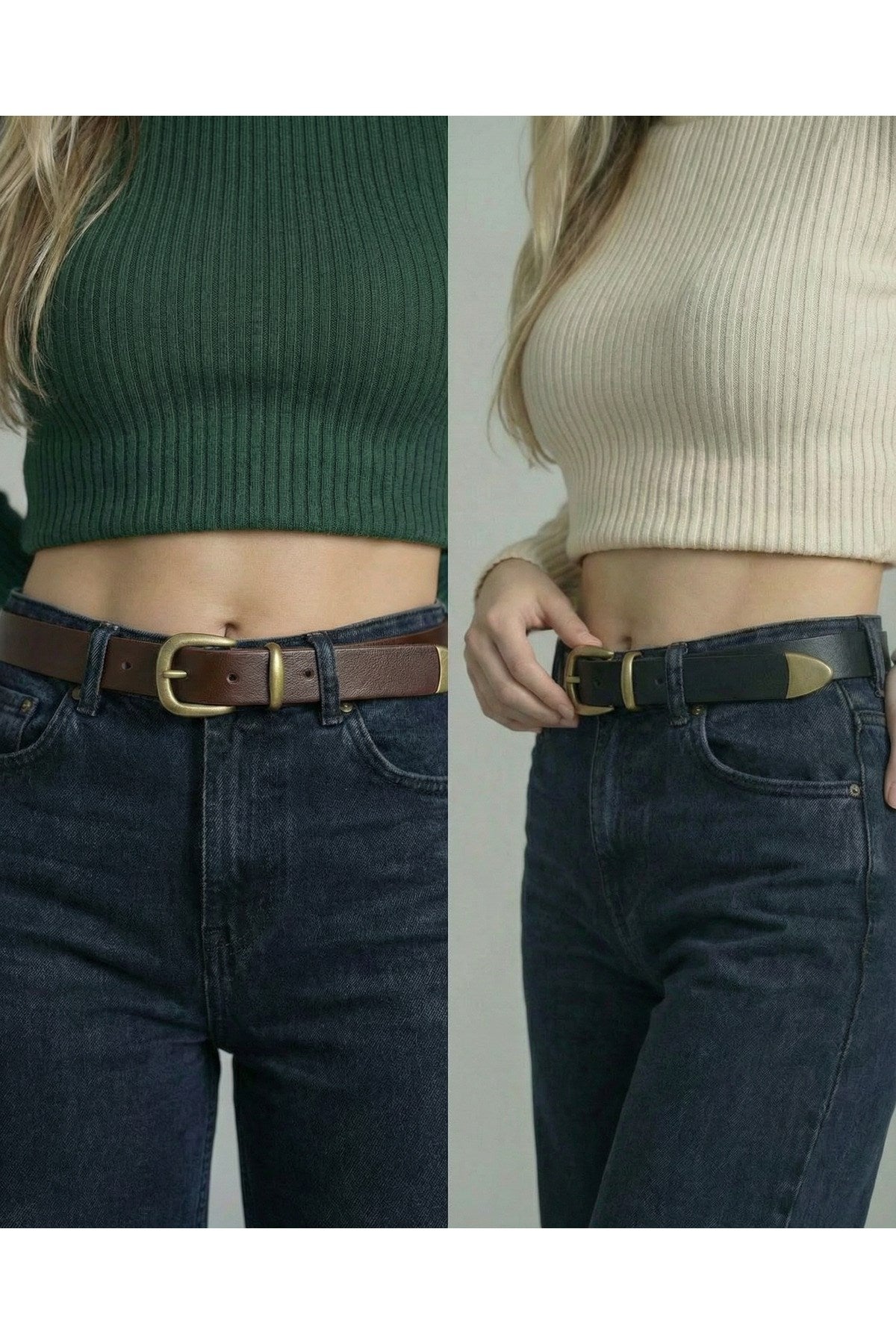 %100 Hakiki Deri Kadın Kemer – Metal Köprü & Metal Uç Detaylı, 3 cm Günlük Şık Tasarım