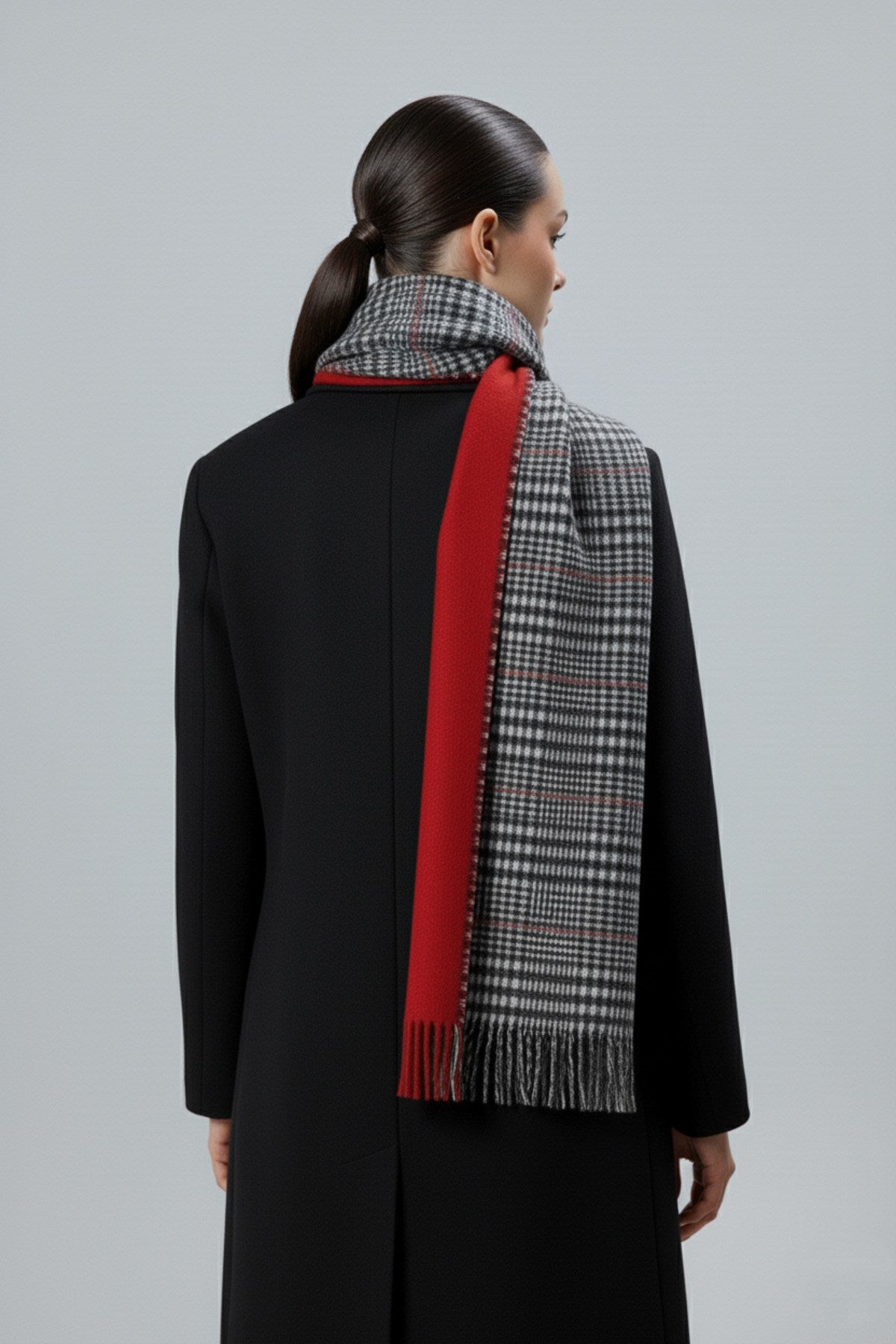 Kadın Yumuşak Dokulu Ekose Model Kışlık Çift Taraflı Şal Atkı