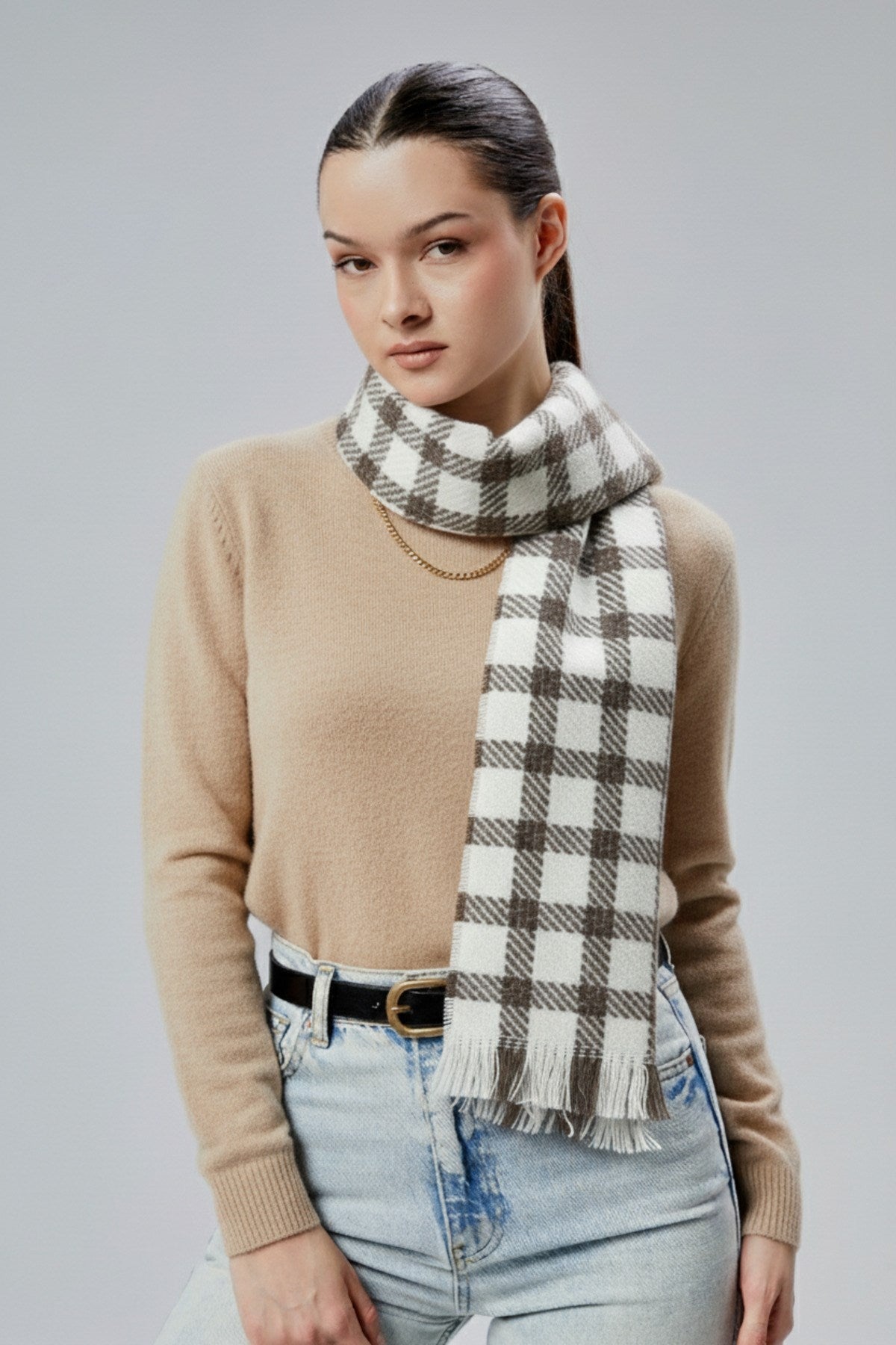 Kadın Yumuşak Dokulu Ekose Model Kışlık Şal