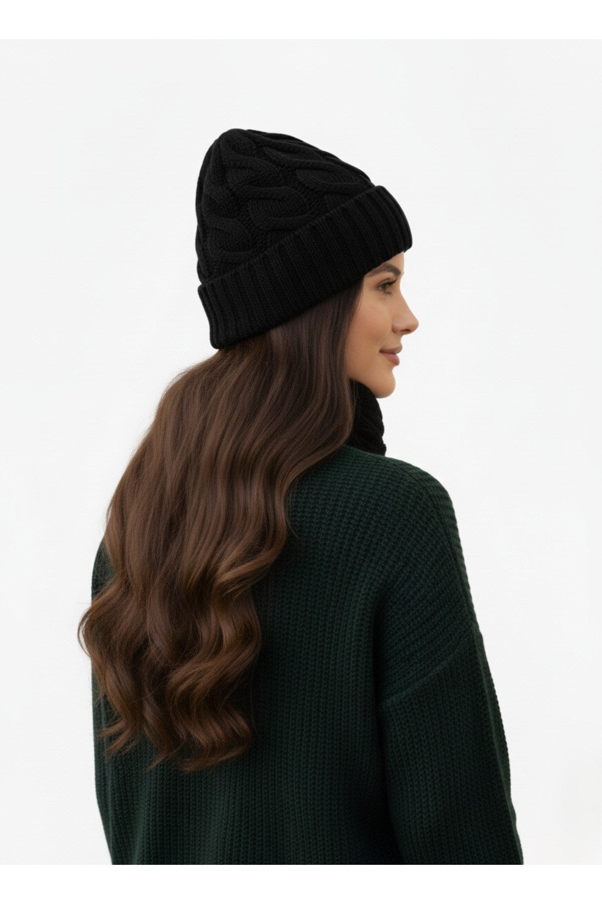 Kadın Yün Kışlık Şık Örme Bere ve Atkı İkili Set Takım