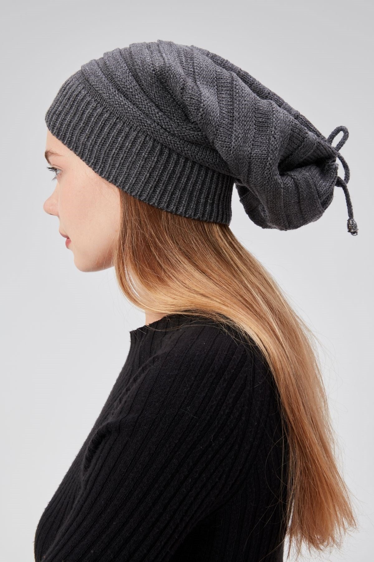 Kadın Triko Örgü Bere Boyunluk Outdoor Boyunluk Kırmızı