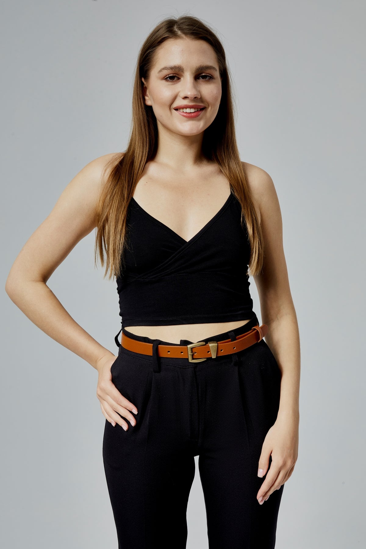 %100 Hakiki Deri Antik Sarı Çapraz Tokalı Şık Kadın Kemeri 2,5 Cm