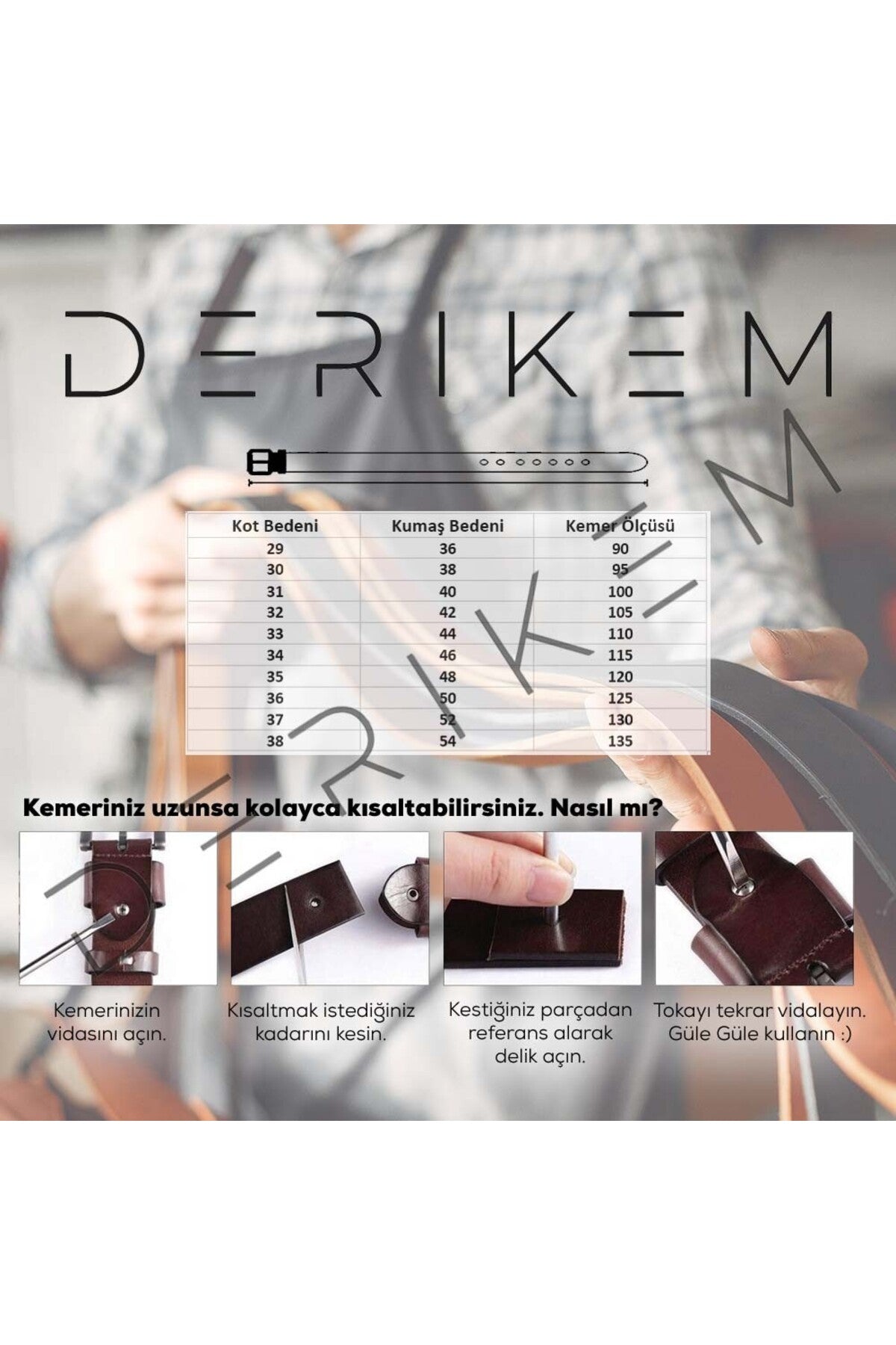 Hakiki Manda Derisi Erkek Kemeri 4cm Kot/Klasik