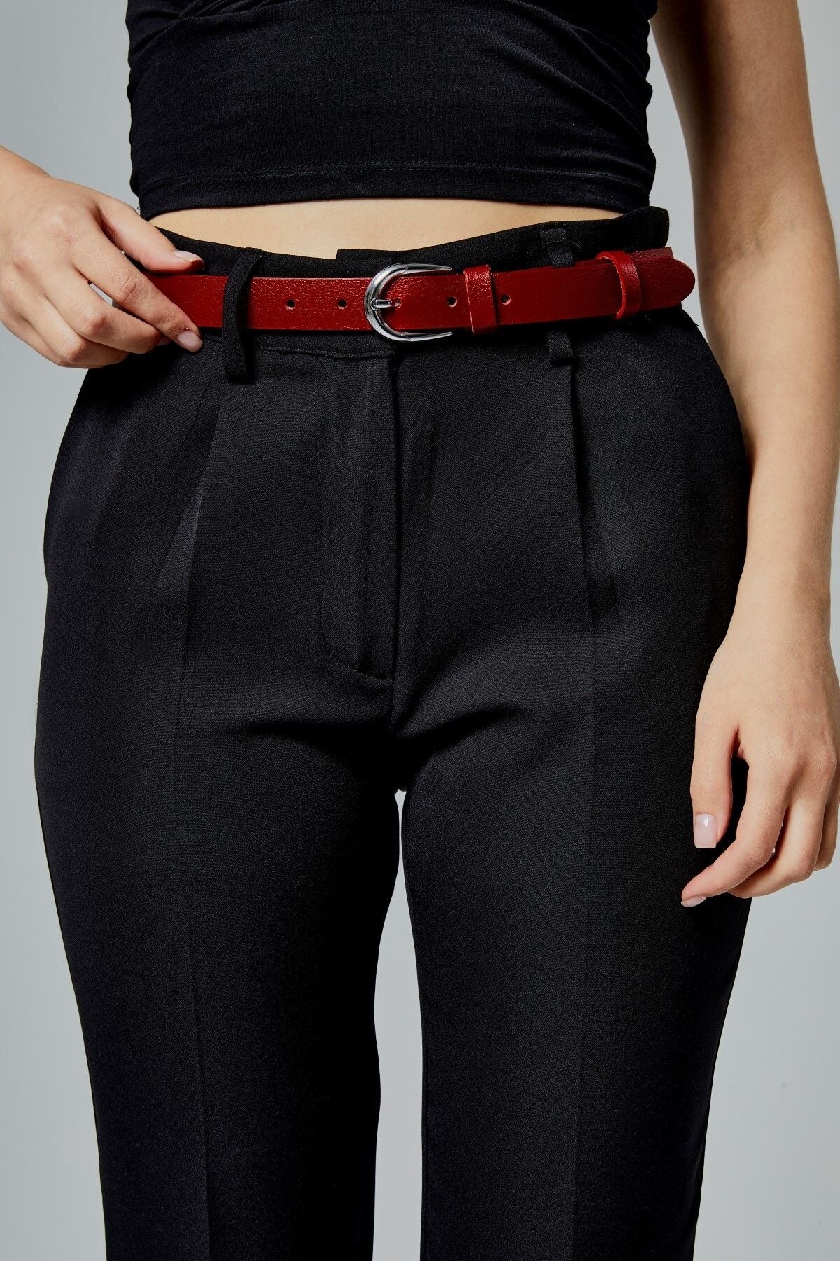 %100 Hakiki Deri Klasik Şık Kadın Kemeri 2,5 Cm