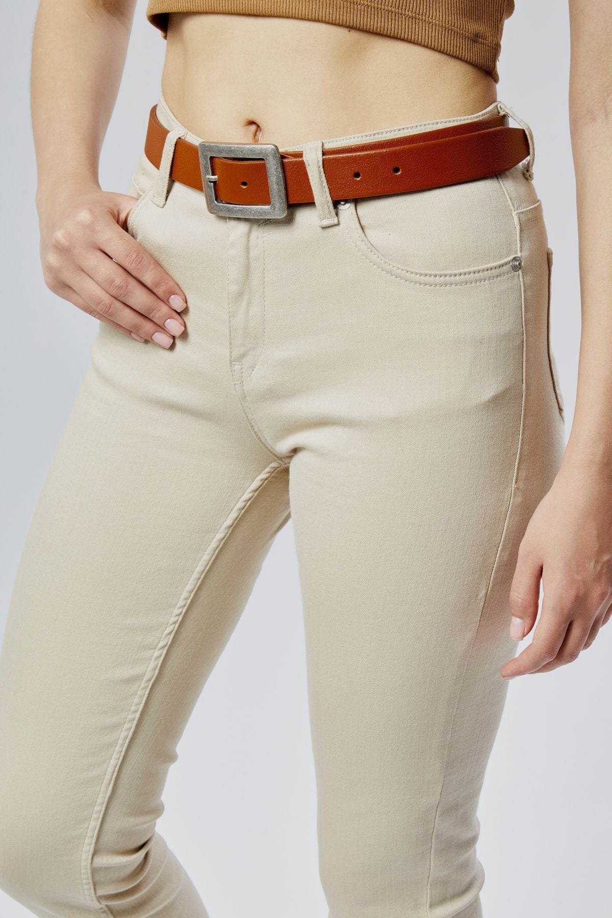 %100 Hakiki Deri Antik Mat Gümüş Tokalı Kadın Kemeri 3cm