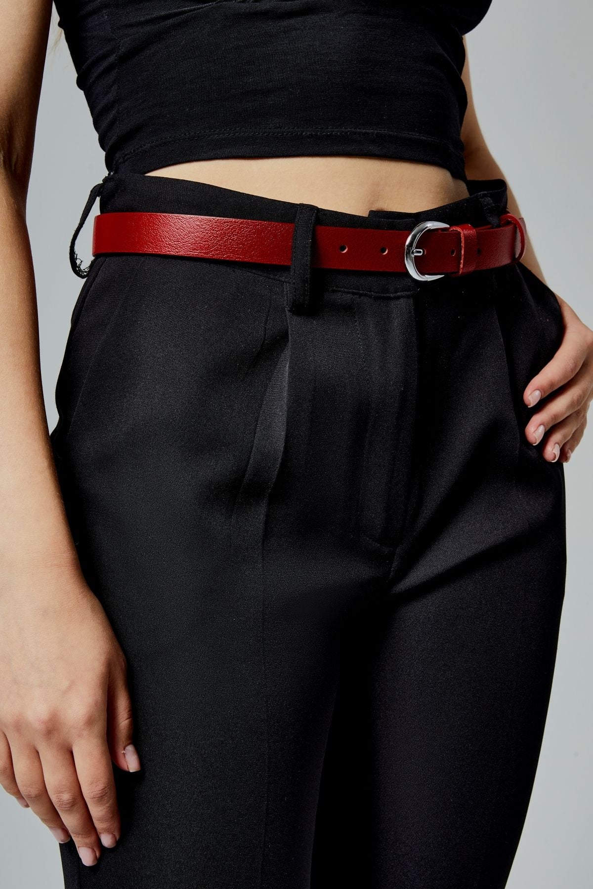 %100 Hakiki Deri Klasik Şık Kadın Kemeri 2,5 Cm