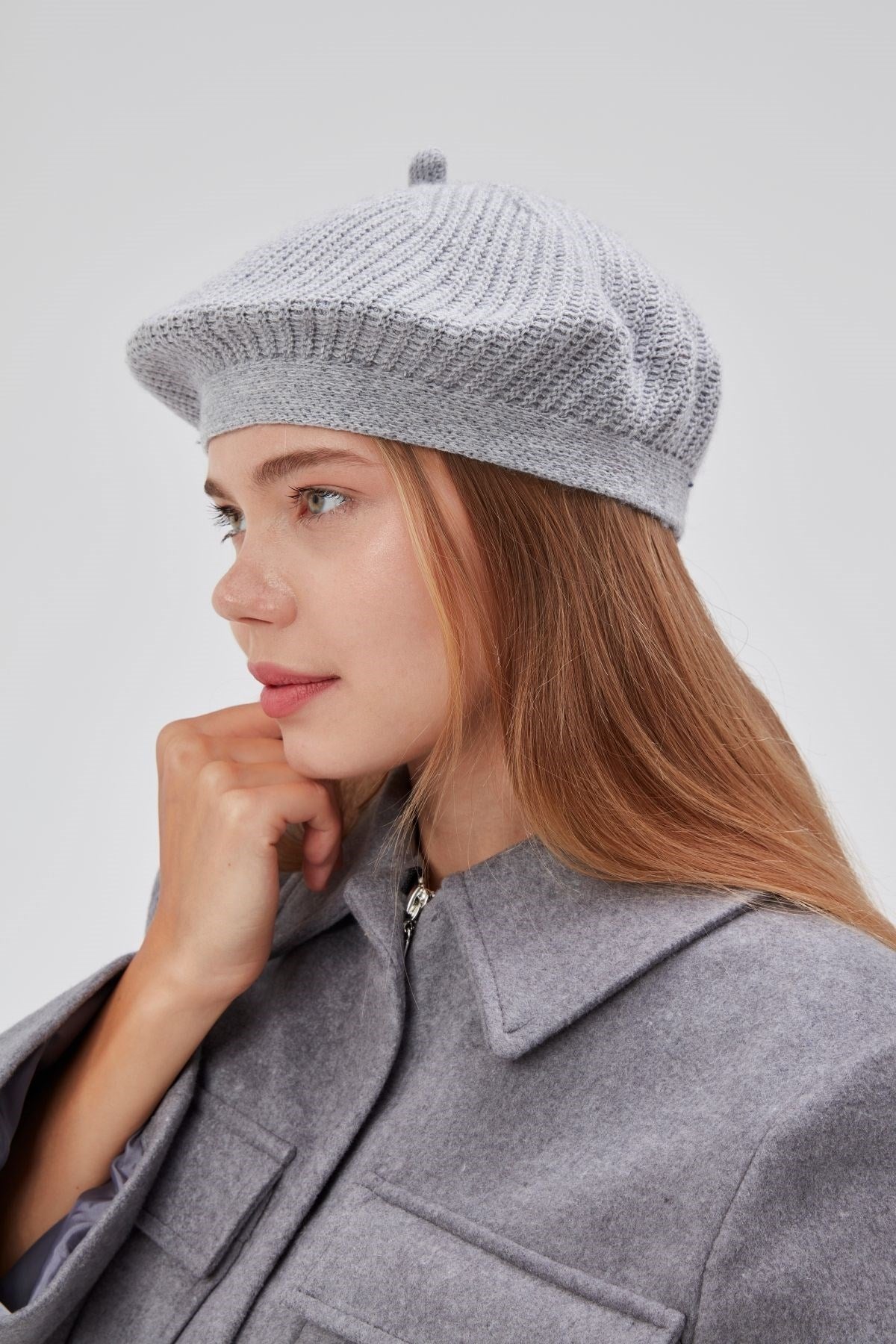 Kadın Kışlık Şık  Fransız Ressam Düz Örgü Bere Şapka