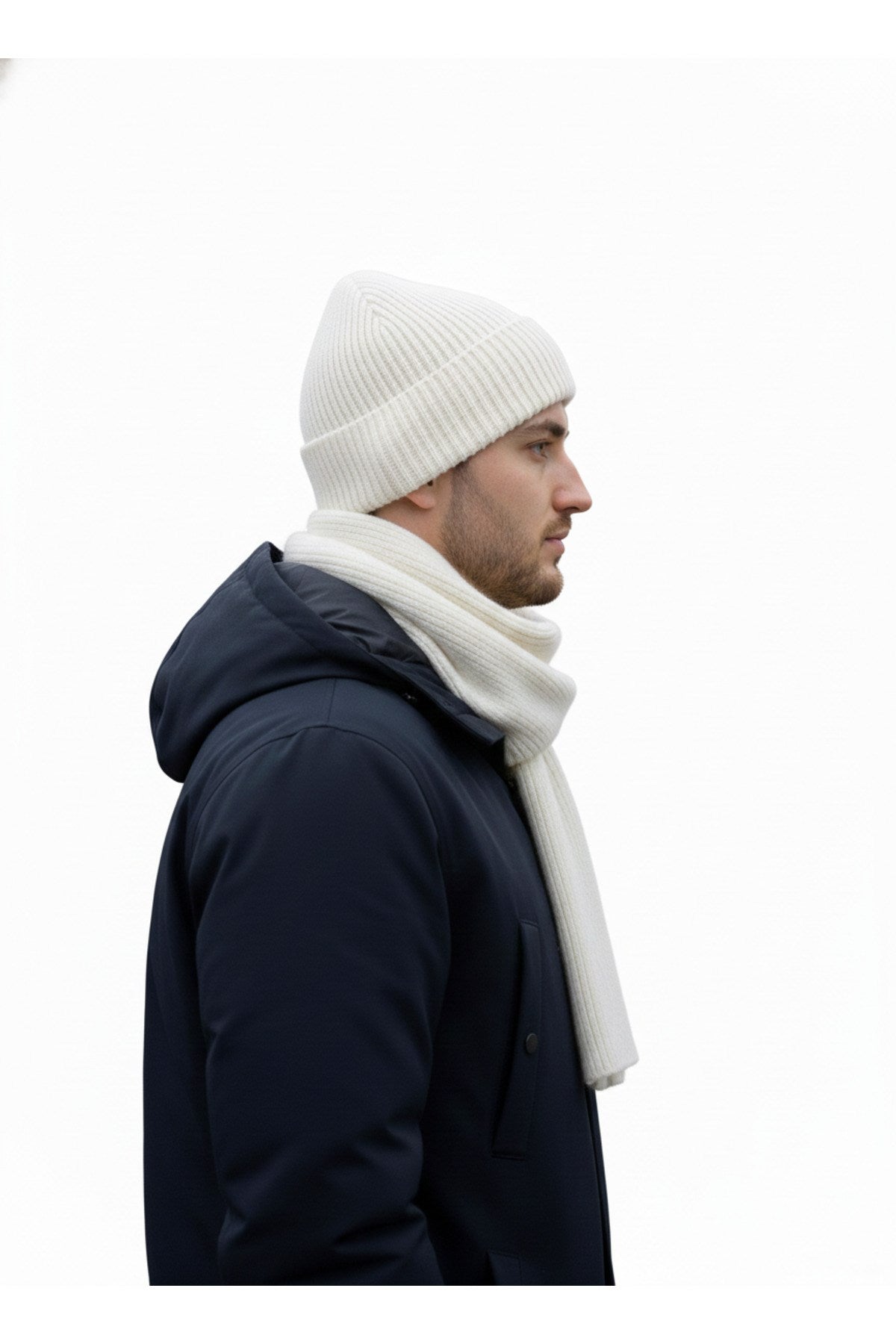 Erkek Yün Kışlık Selanik Örme Bere Atkı İkili Set Takım