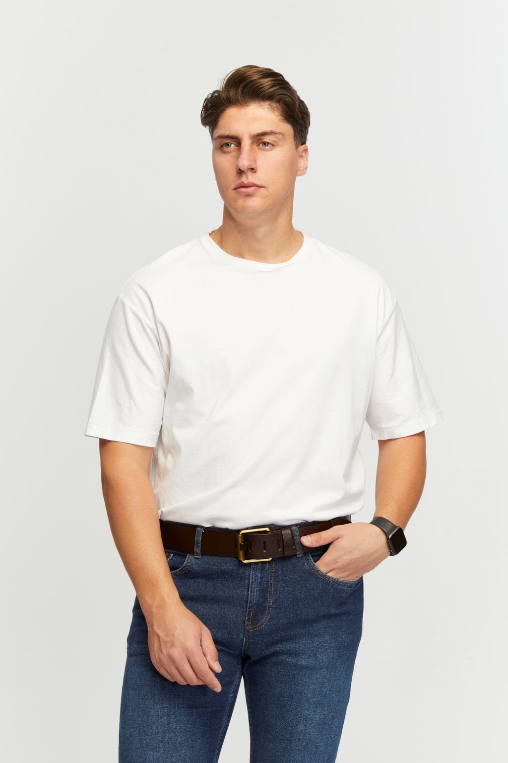 Derikem Erkek %100 Hakiki Deri Sarı Borulu 4,5 Cm Kot Kemeri