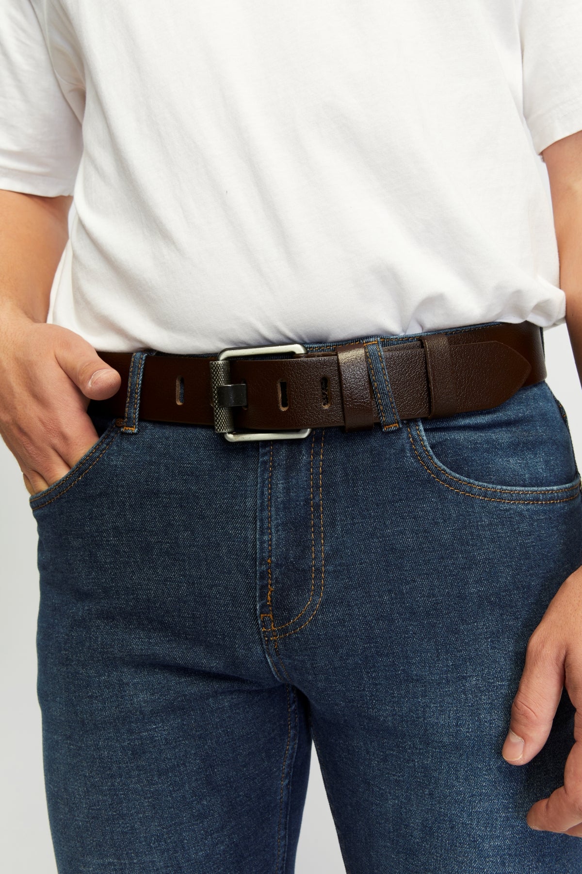 Derikem Erkek %100 Hakiki Deri Siyahaçma Borulu 4,5 Cm Kot Kemeri