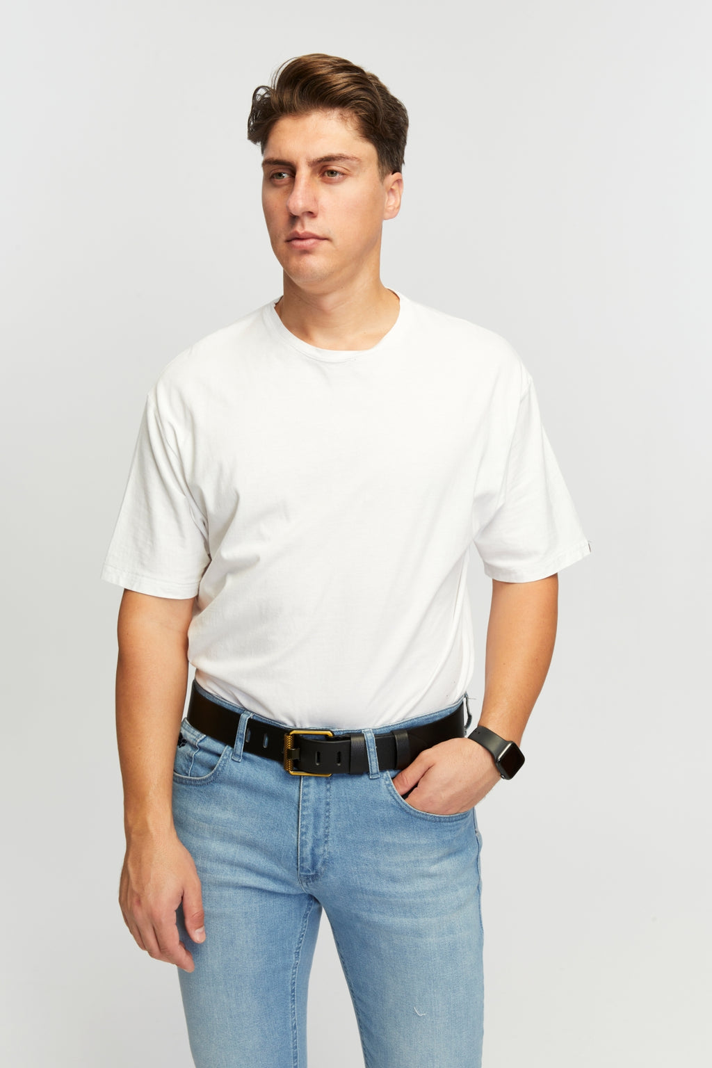 Derikem Erkek %100 Hakiki Deri Sarı Borulu 4,5 Cm Kot Kemeri