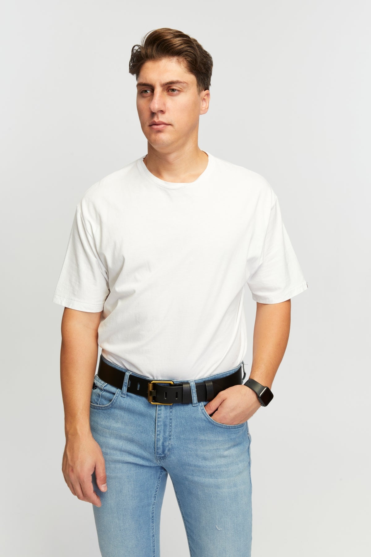 Derikem Erkek %100 Hakiki Deri Sarı Borulu 4,5 Cm Kot Kemeri