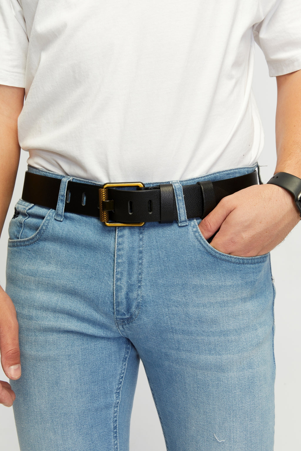 Derikem Erkek %100 Hakiki Deri Sarı Borulu 4,5 Cm Kot Kemeri