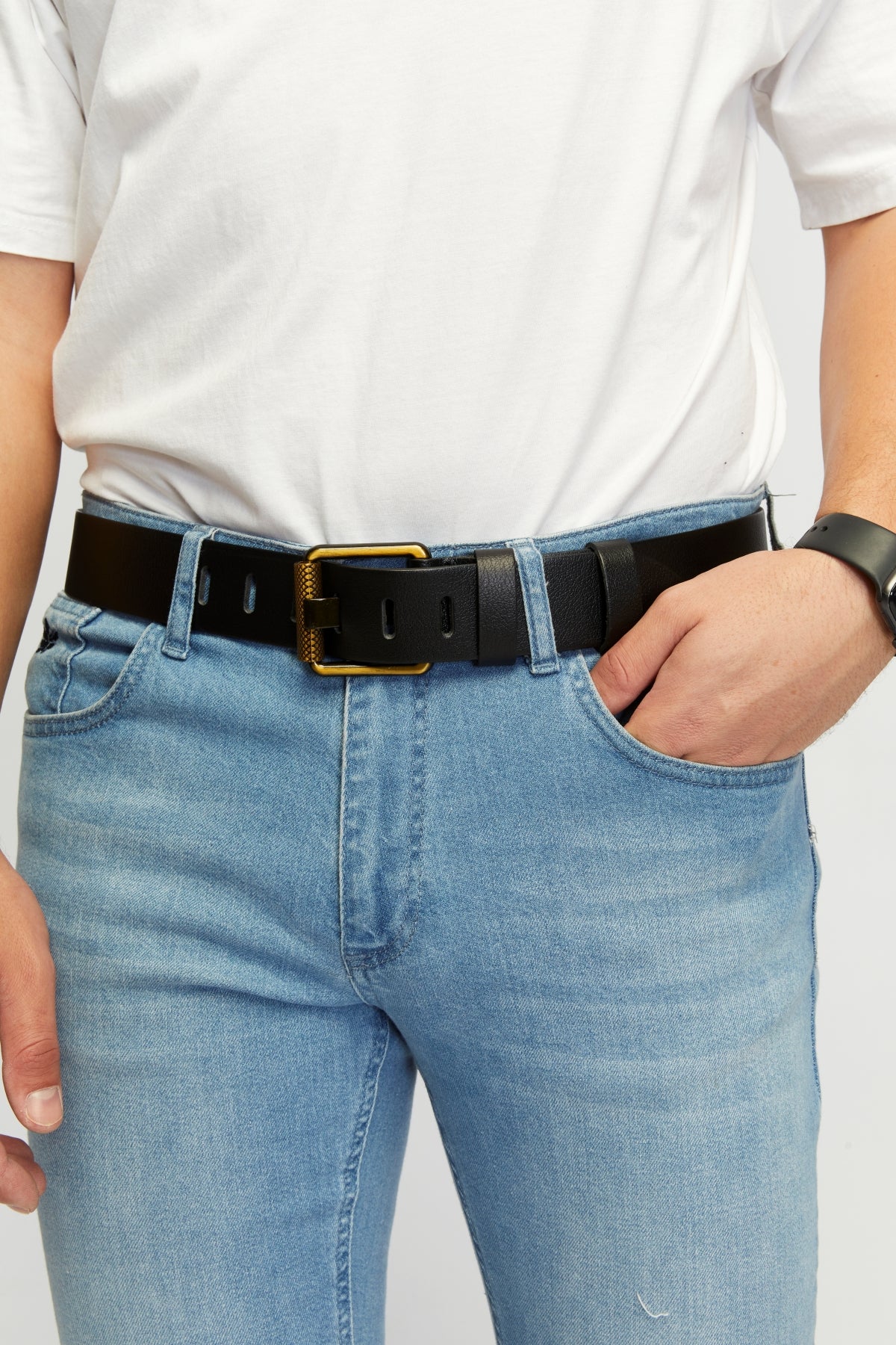 Derikem Erkek %100 Hakiki Deri Sarı Borulu 4,5 Cm Kot Kemeri