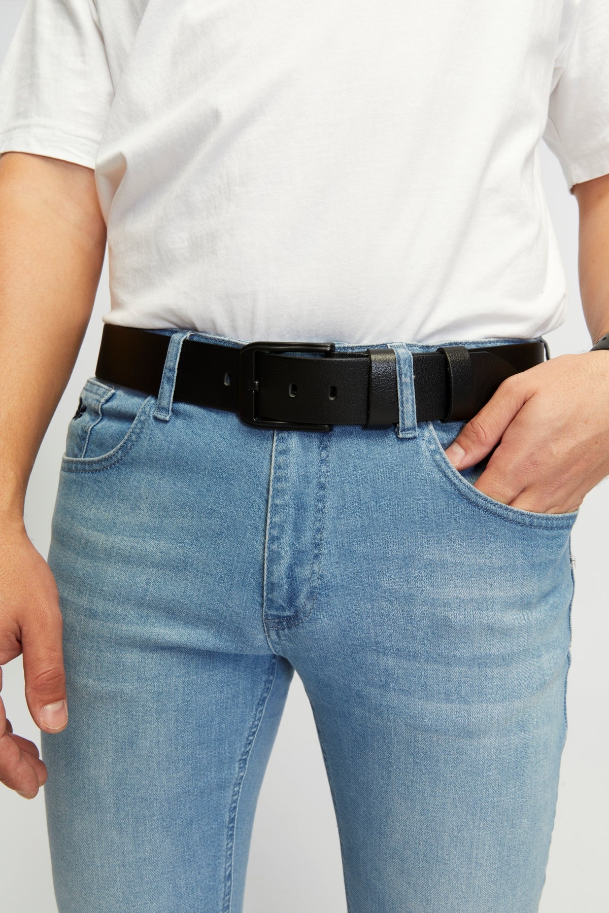 derikem Erkek %100 Hakiki Manda Derisi Siyah Tokalı Erkek Kot Kemeri 4,5 Cm