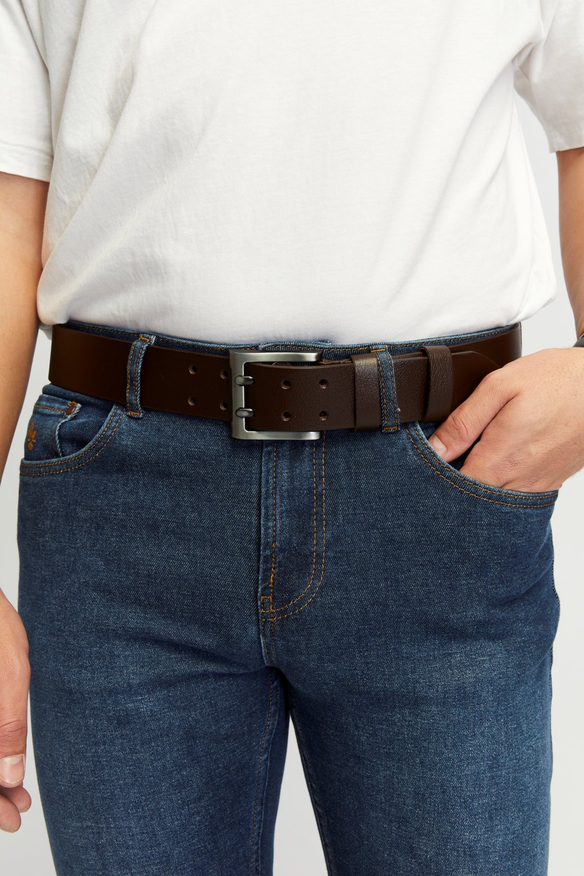 derikem %100 Hakiki Erkek Manda Derisi Çiftdilli Spor Erkek Kot Kemeri 4,5 Cm