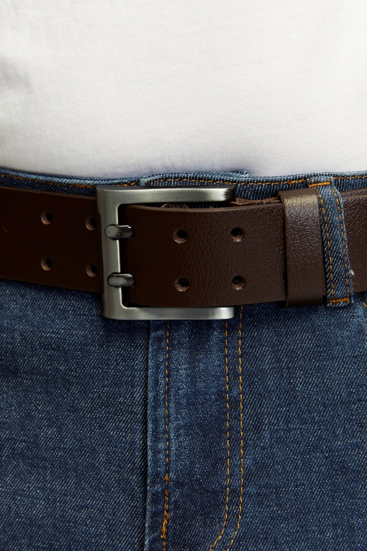 derikem %100 Hakiki Erkek Manda Derisi Çiftdilli Spor Erkek Kot Kemeri 4,5 Cm