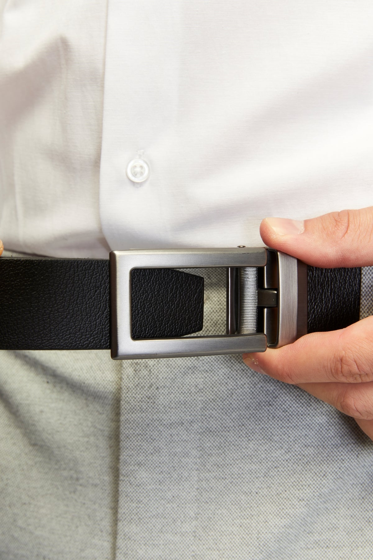 derikem Otomatik Tokalı Deliksiz %100 Hakiki Manda Derisi Klasik Erkek Kemeri U Krom