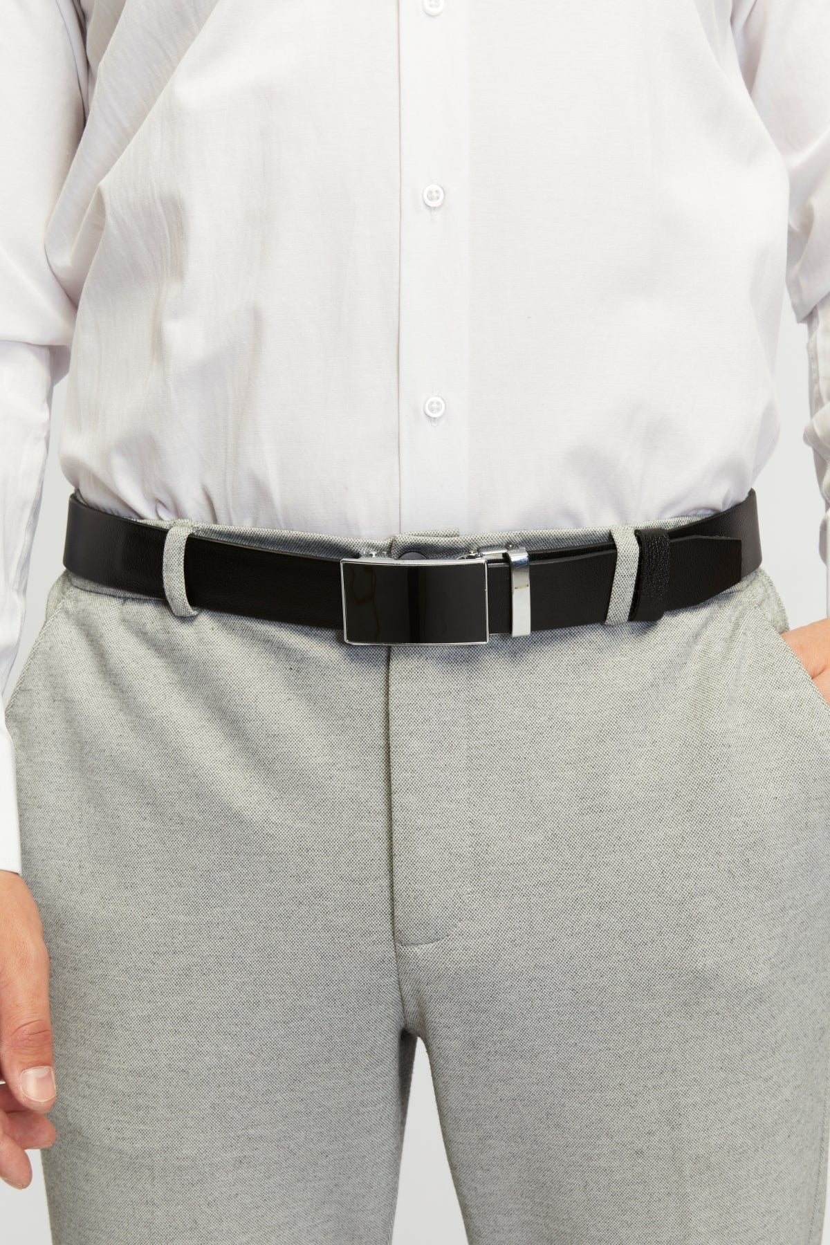 derikem Otomatik Tokalı Deliksiz %100 Hakiki Manda Derisi Klasik Erkek Kemeri Kare Toka