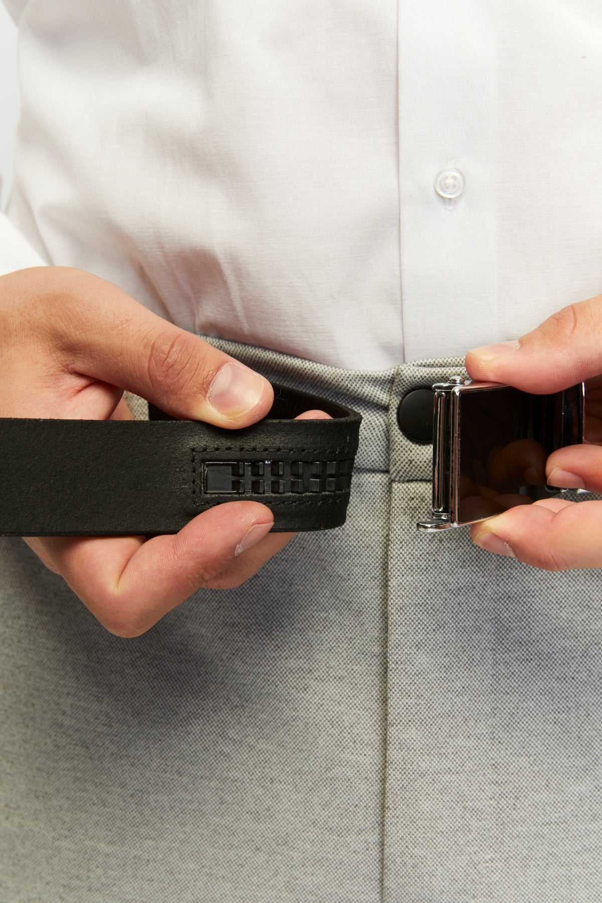 derikem Otomatik Tokalı Deliksiz %100 Hakiki Manda Derisi Klasik Erkek Kemeri Kare Toka