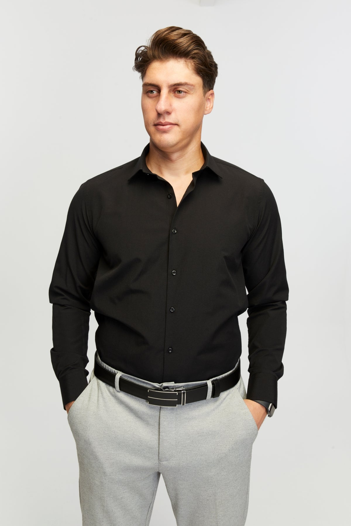 derikem Otomatik Tokalı Deliksiz %100 Hakiki Manda Derisi Klasik Erkek Kemeri Ortadan Çizgili