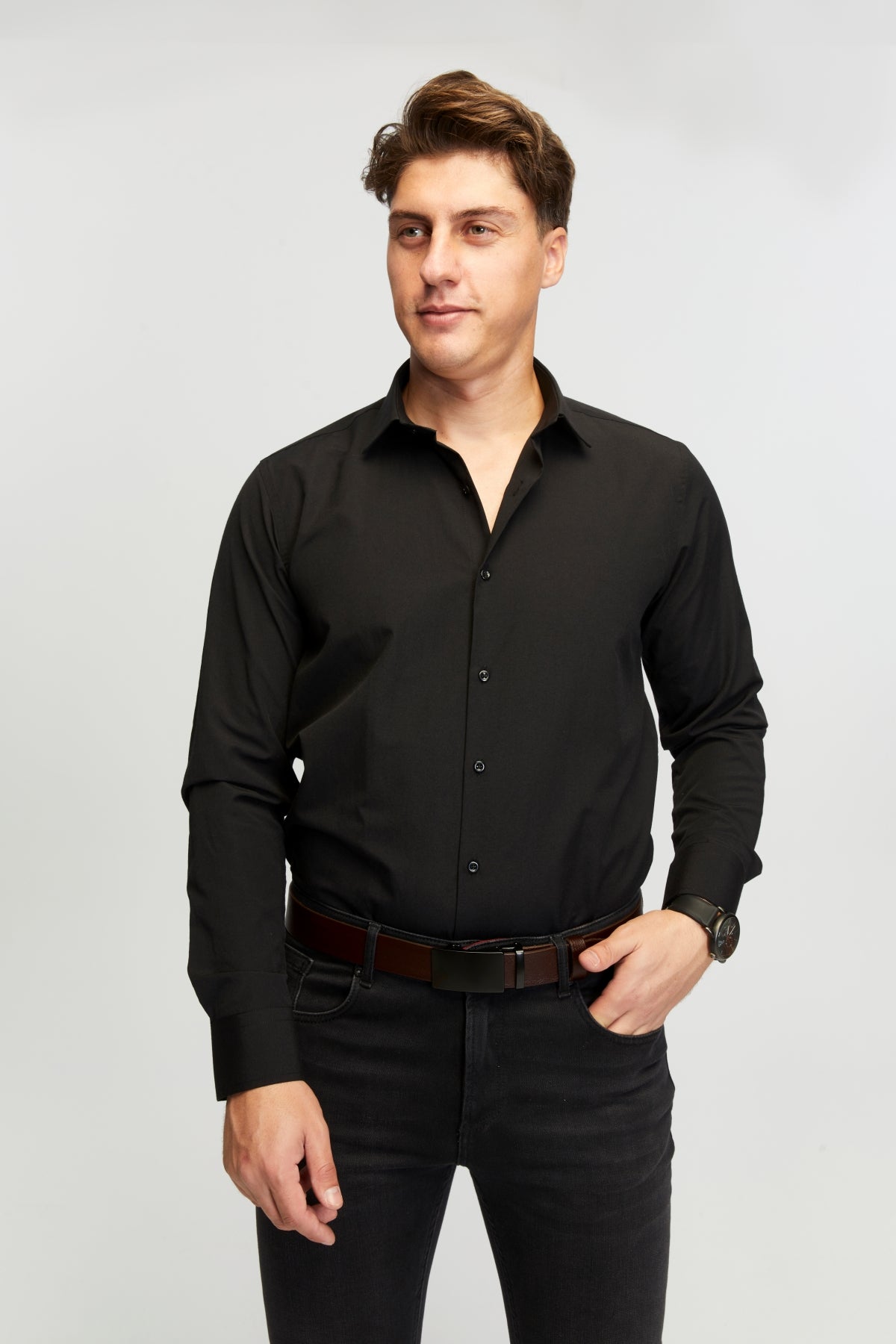 derikem Otomatik Tokalı Deliksiz %100 Hakiki Manda Derisi Klasik Erkek Kemeri