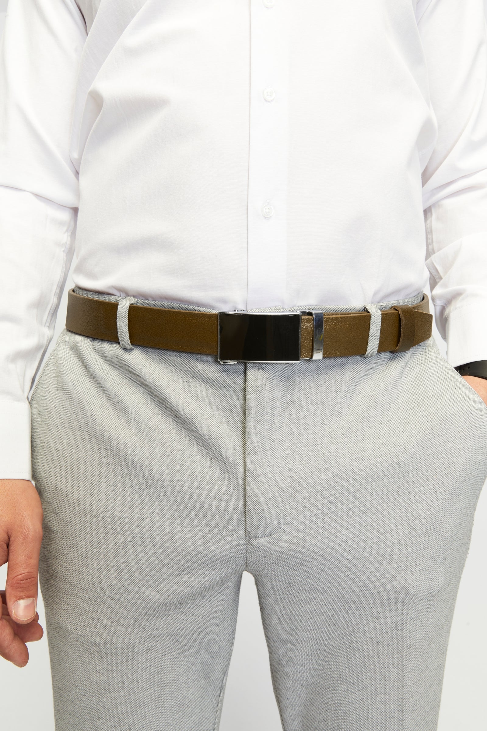 derikem Otomatik Tokalı Deliksiz %100 Hakiki Manda Derisi Klasik Erkek Kemeri Kare Toka