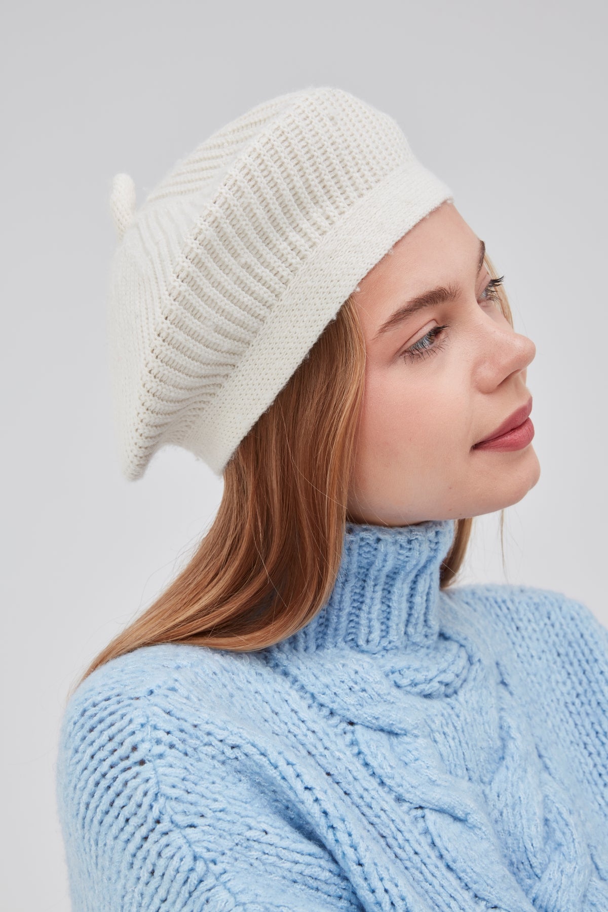 derikem Kadın Kışlık Şık Fransız Ressam Düz Örgü Bere Şapka