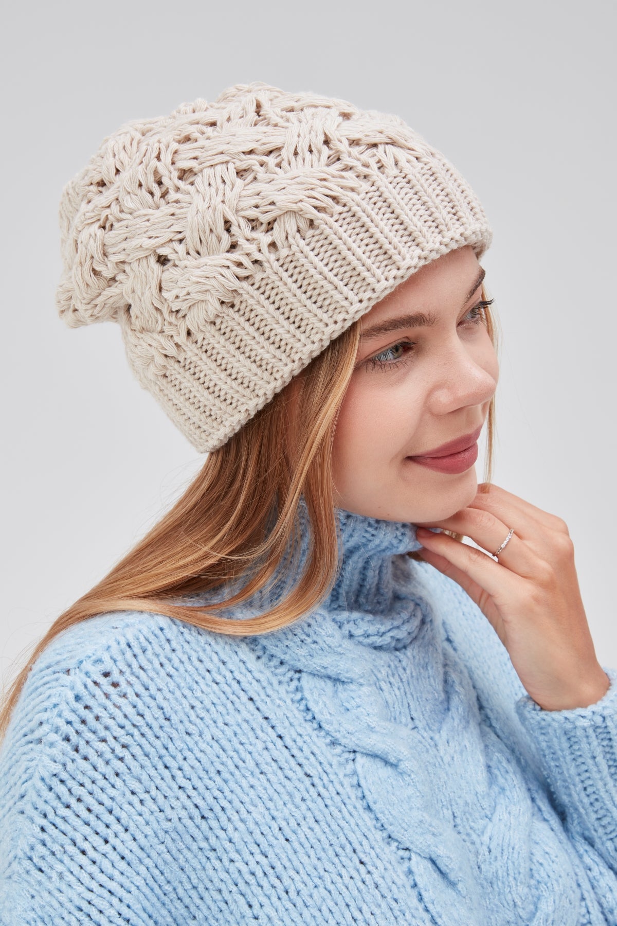 derikem Şık Kadın Saç Örgü Astarlı Triko Bere