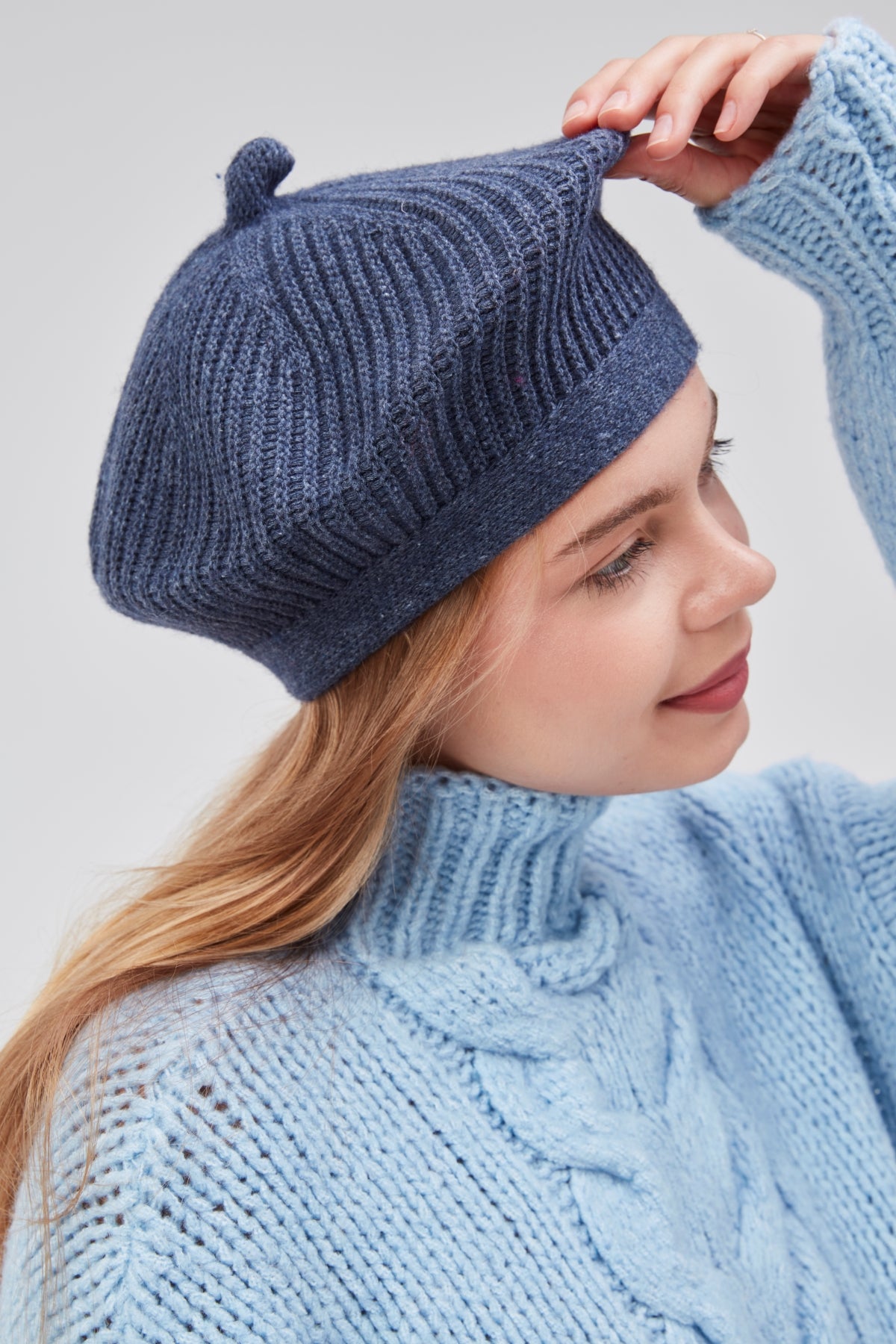 derikem Kadın Kışlık Şık Fransız Ressam Düz Örgü Bere Şapka