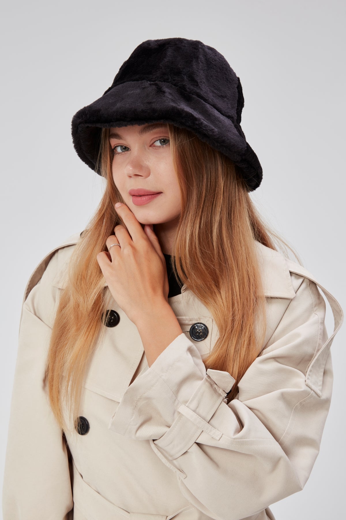 derikem Peluş Bucket Kadın Balıkçı Şapkası Yumuşak Ve Tüylü Kadın Şapkası