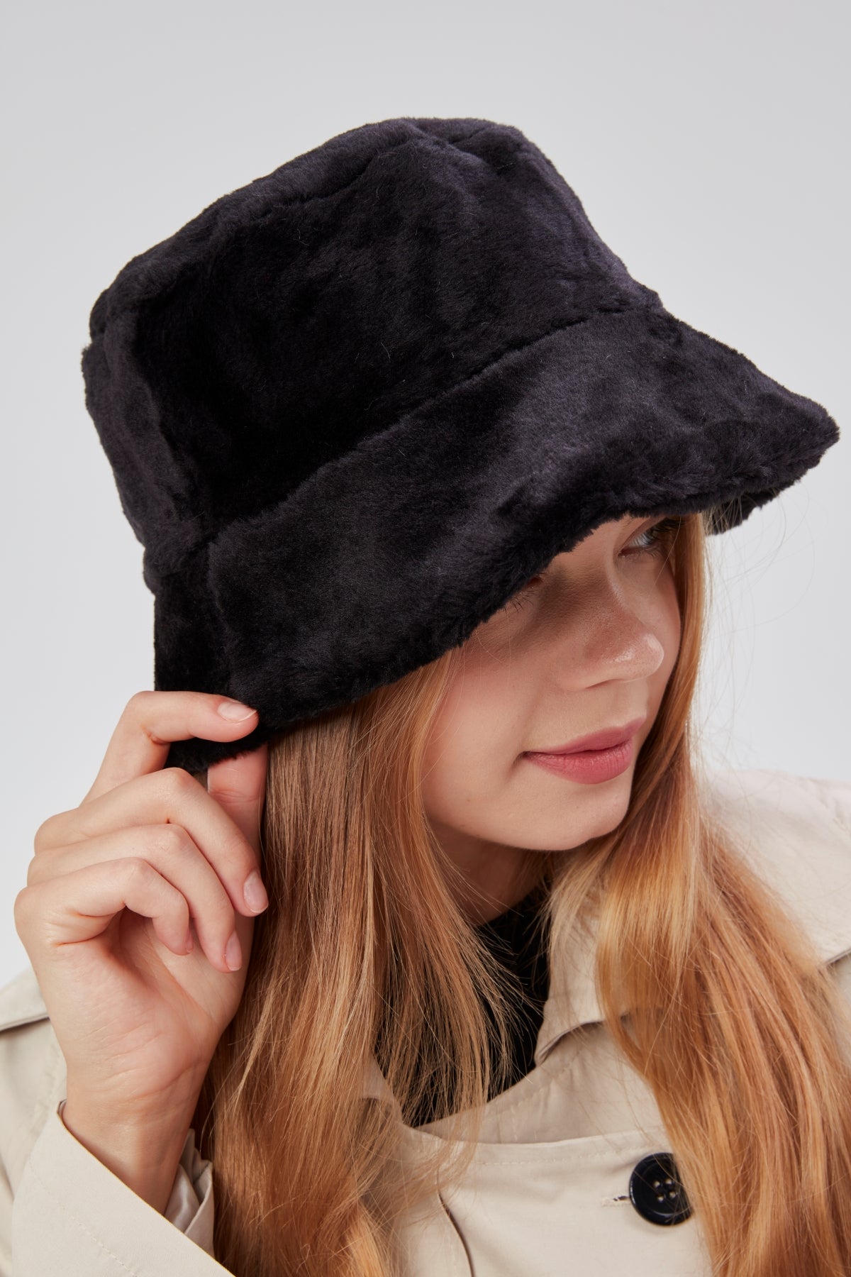 derikem Peluş Bucket Kadın Balıkçı Şapkası Yumuşak Ve Tüylü Kadın Şapkası