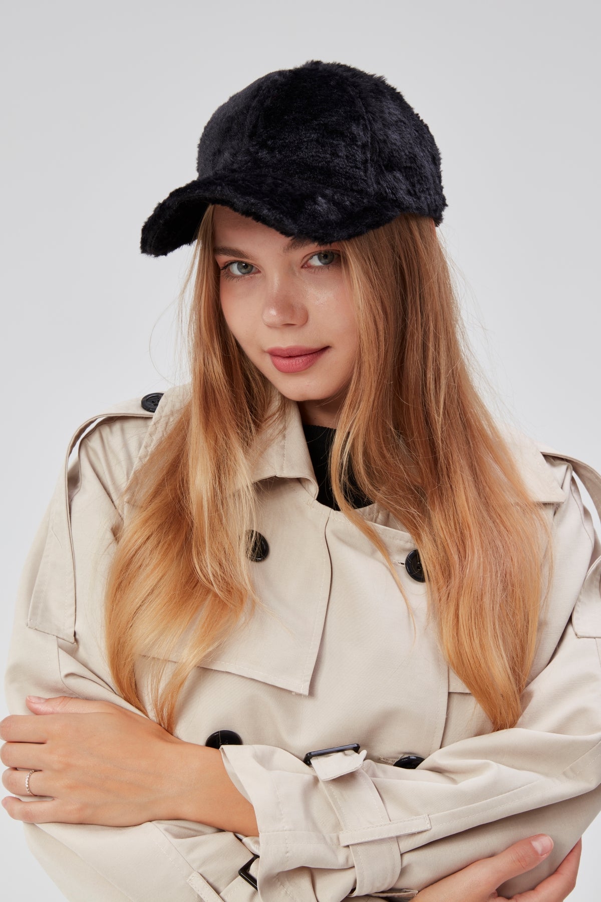 derikem Kışlık Tüylü Kadın Peluş Kep Şapka Bezbol Standart Şapka