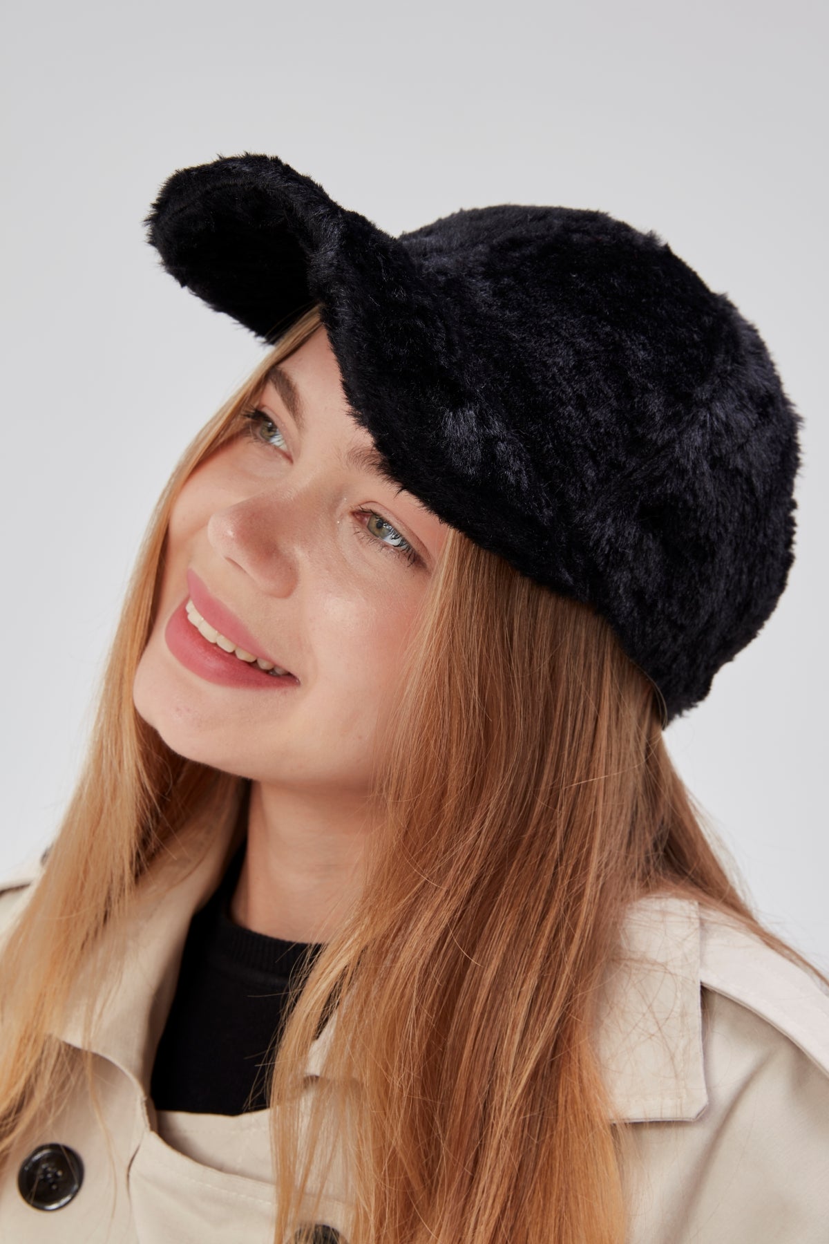 derikem Kışlık Tüylü Kadın Peluş Kep Şapka Bezbol Standart Şapka
