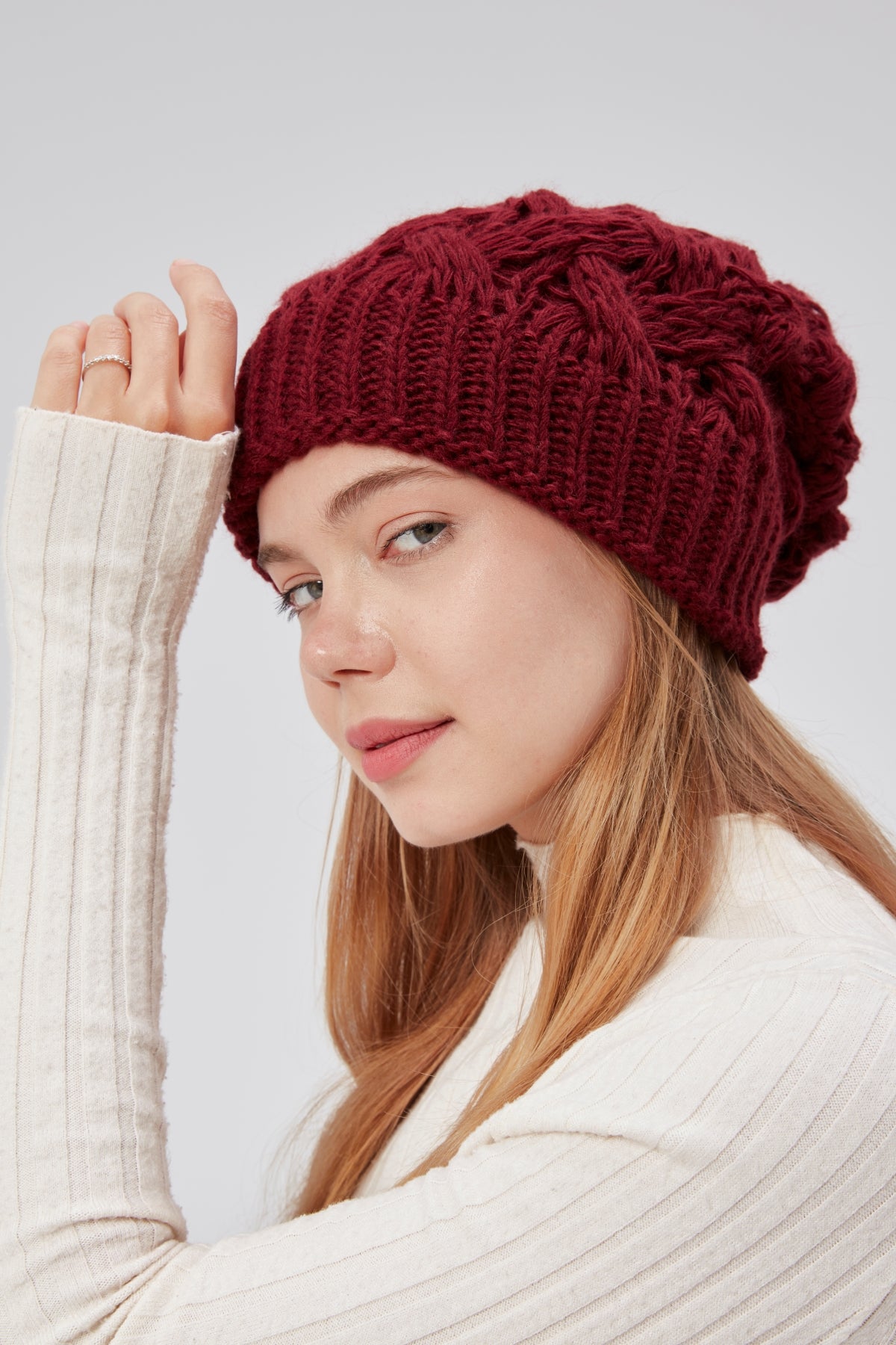 derikem Şık Kadın Saç Örgü Astarlı Triko Bere