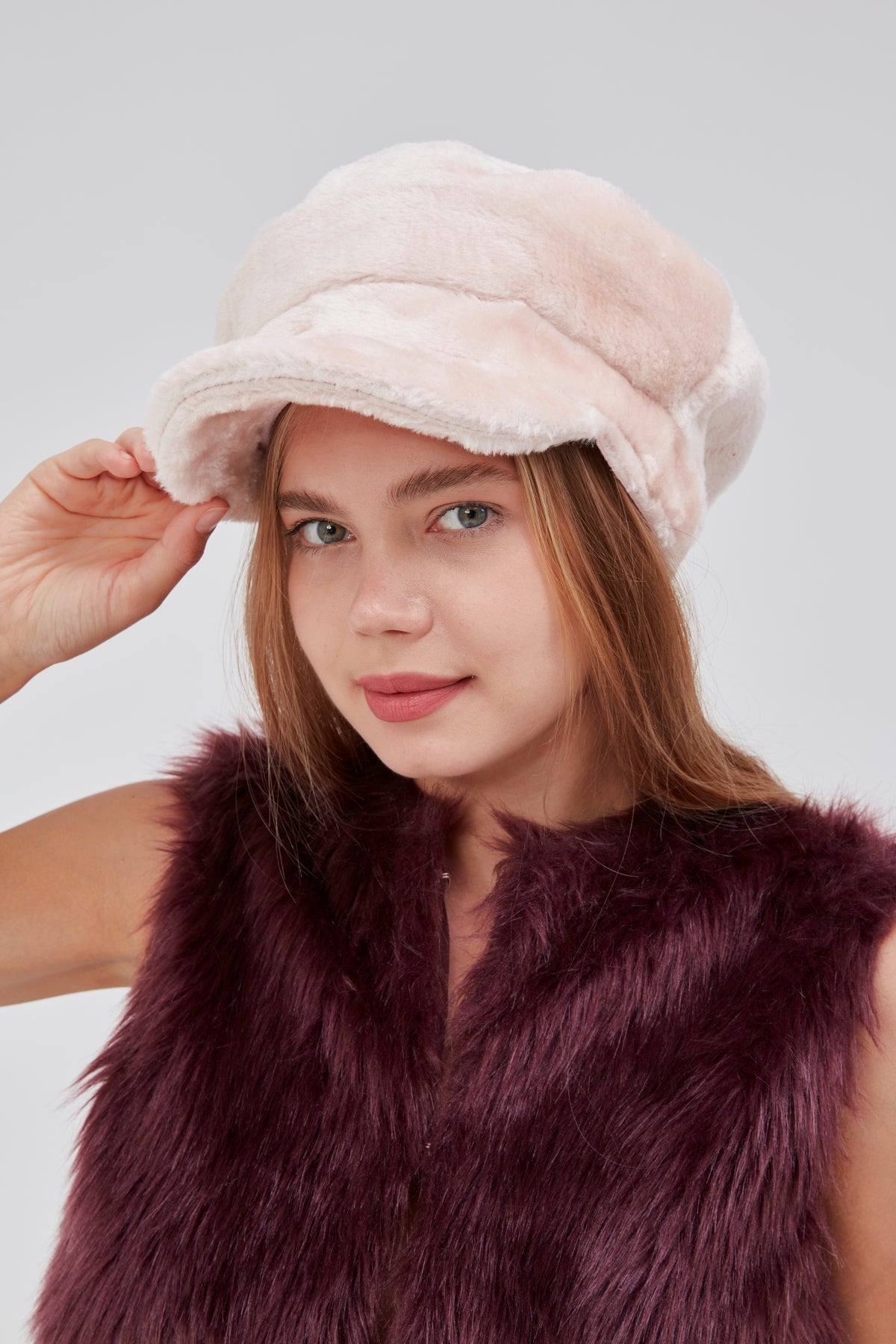 derikem Kadın Peluş Kasket Gazeteci Kışlık Şapka