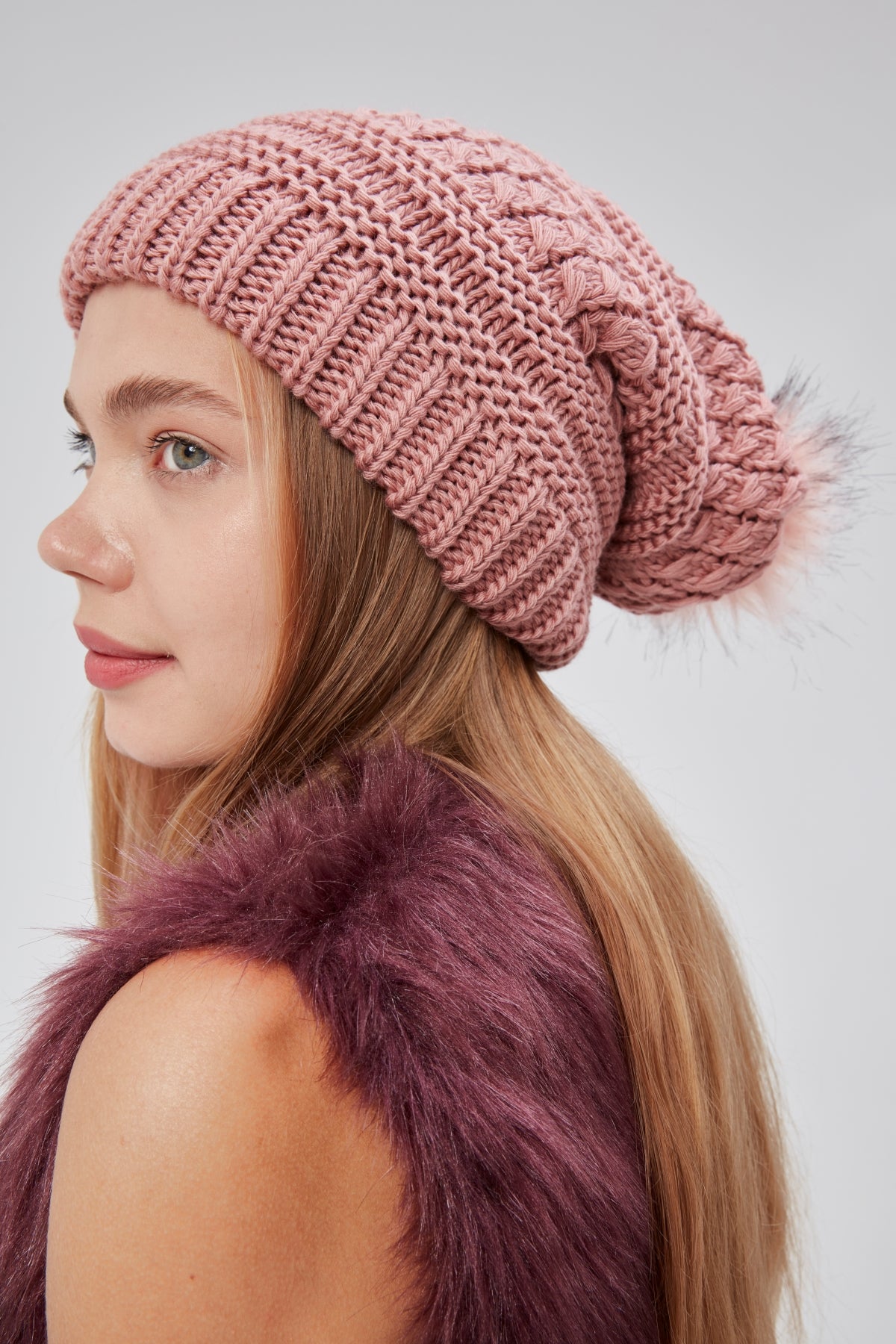 derikem Kadın Kışlık Şık Ponponlu Astarlı Örgü Bere