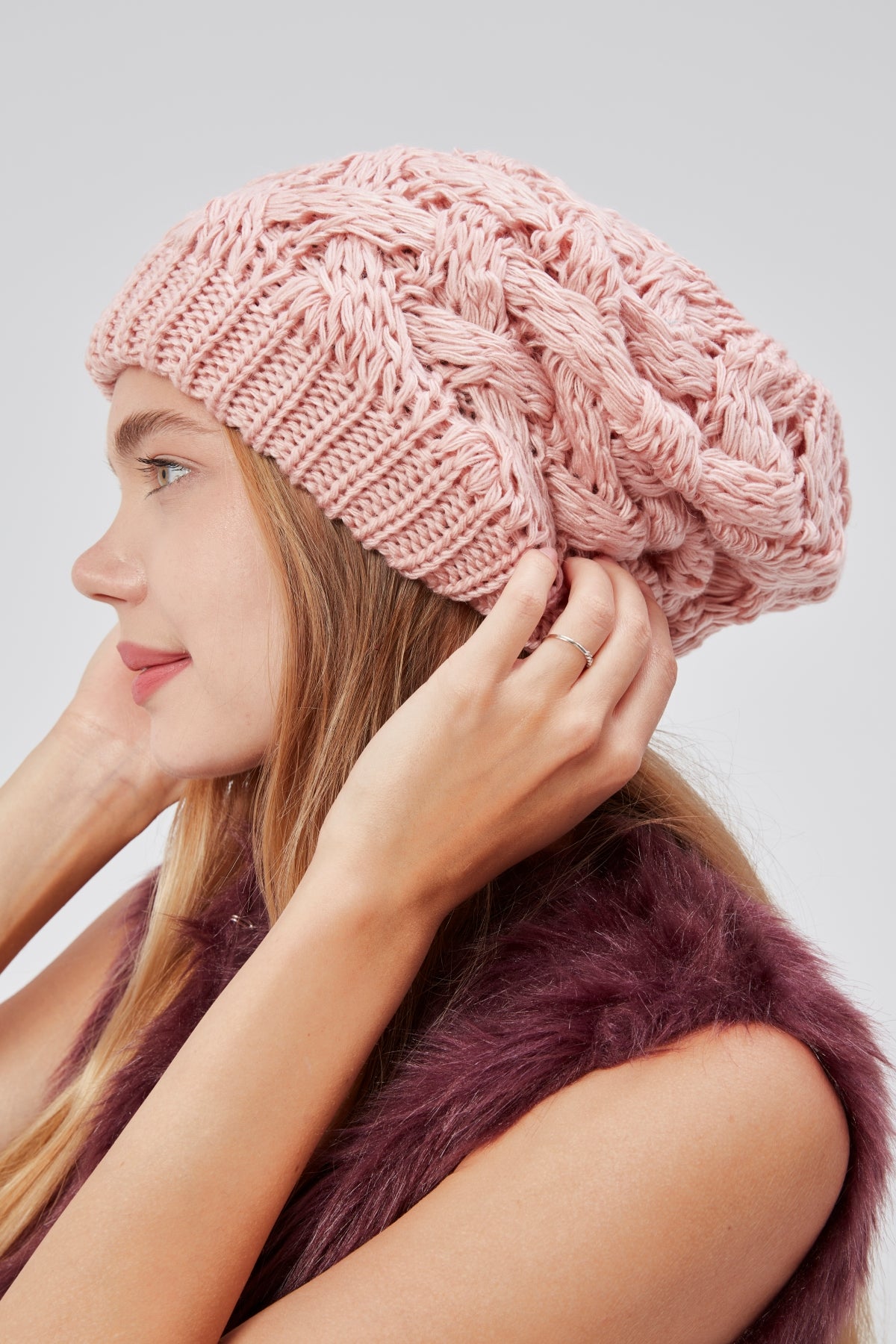 derikem Şık Kadın Saç Örgü Astarlı Triko Bere