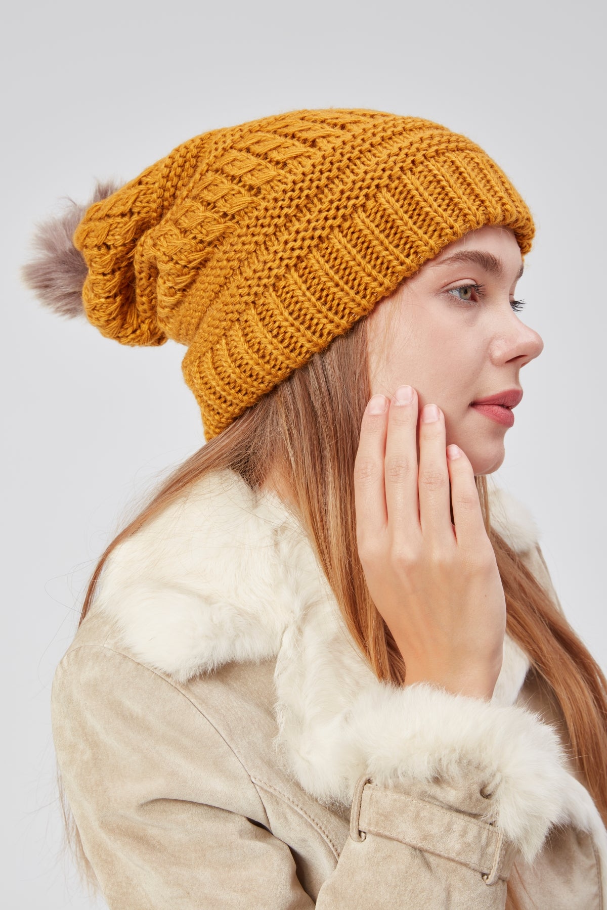 derikem Kadın Kışlık Şık Ponponlu Astarlı Örgü Bere