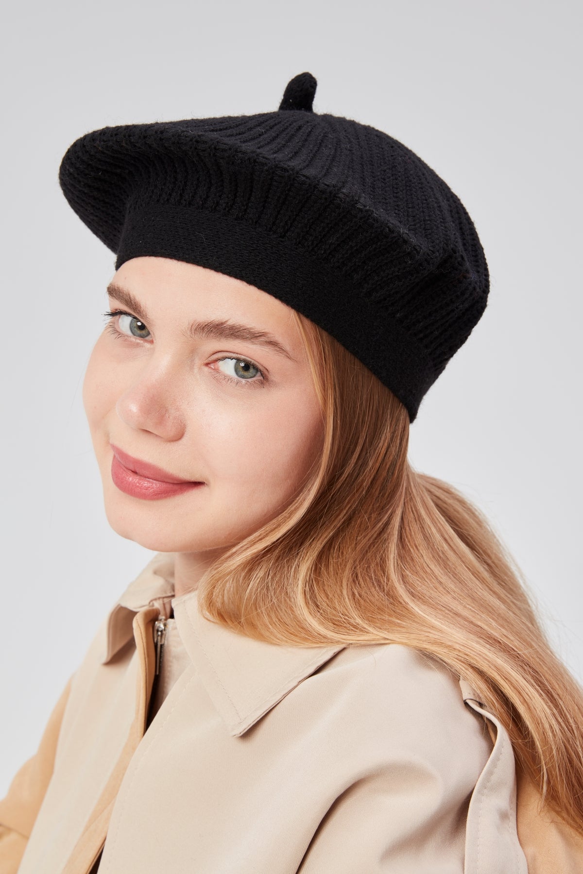 derikem Kadın Kışlık Şık Fransız Ressam Düz Örgü Bere Şapka