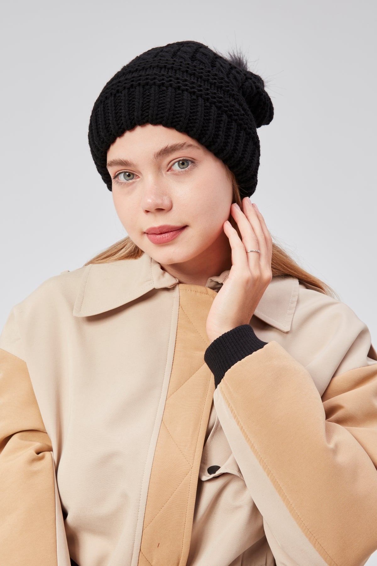 derikem Kadın Kışlık Şık Ponponlu Astarlı Örgü Bere