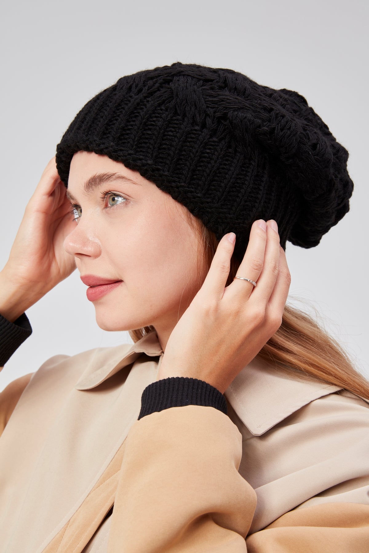 derikem Şık Kadın Saç Örgü Astarlı Triko Bere