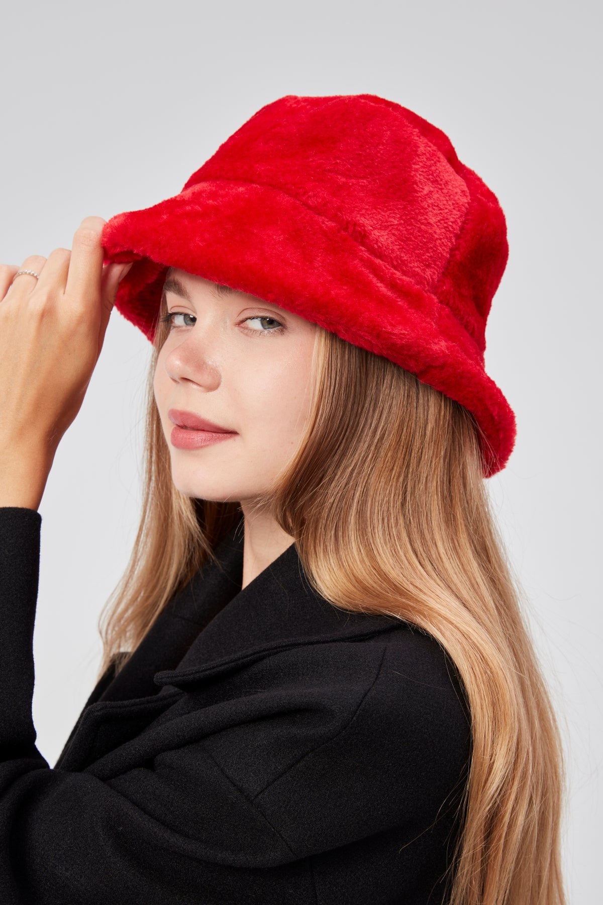 derikem Peluş Bucket Kadın Balıkçı Şapkası Yumuşak Ve Tüylü Kadın Şapkası