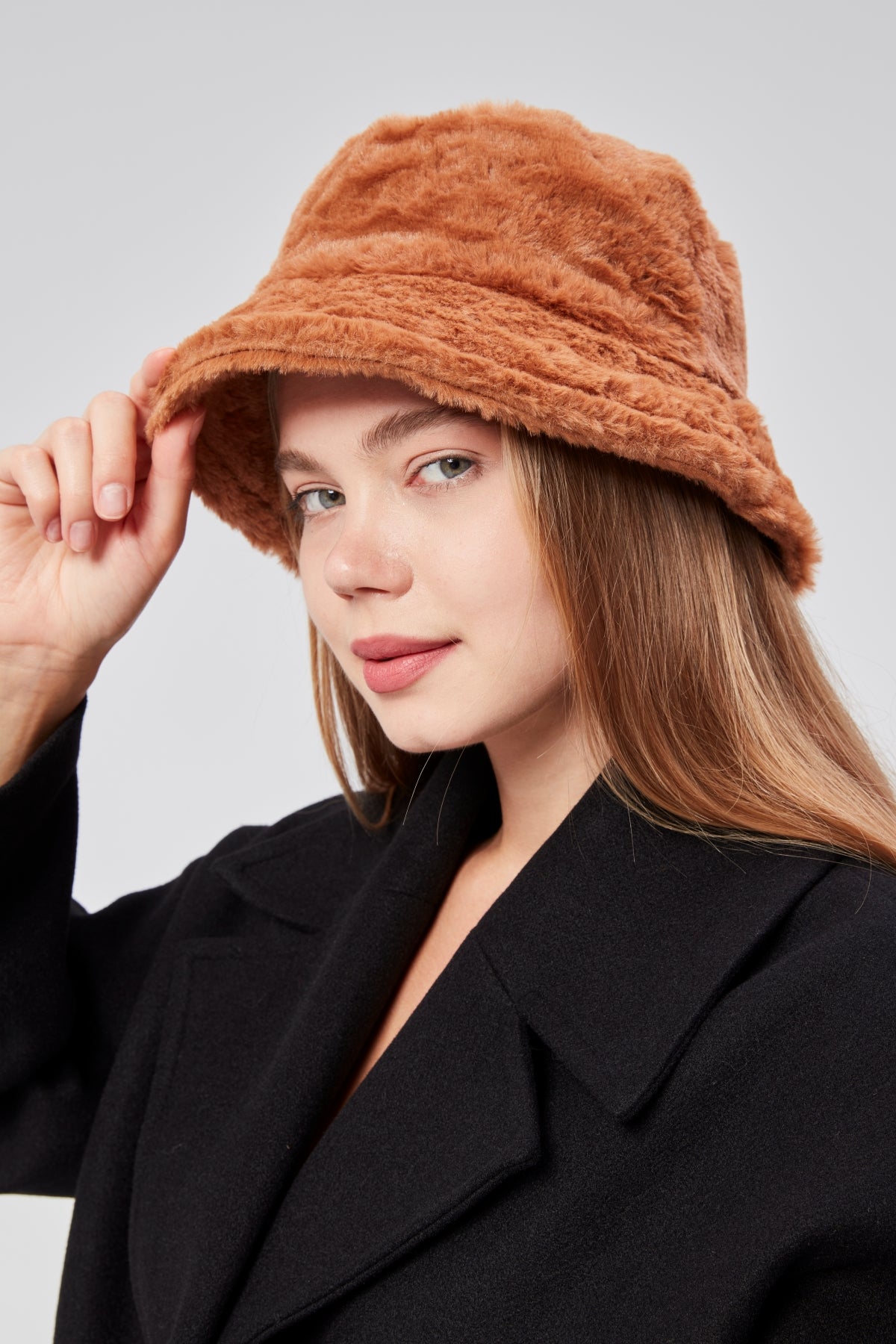 derikem Peluş Bucket Kadın Balıkçı Şapkası Yumuşak Ve Tüylü Kadın Şapkası