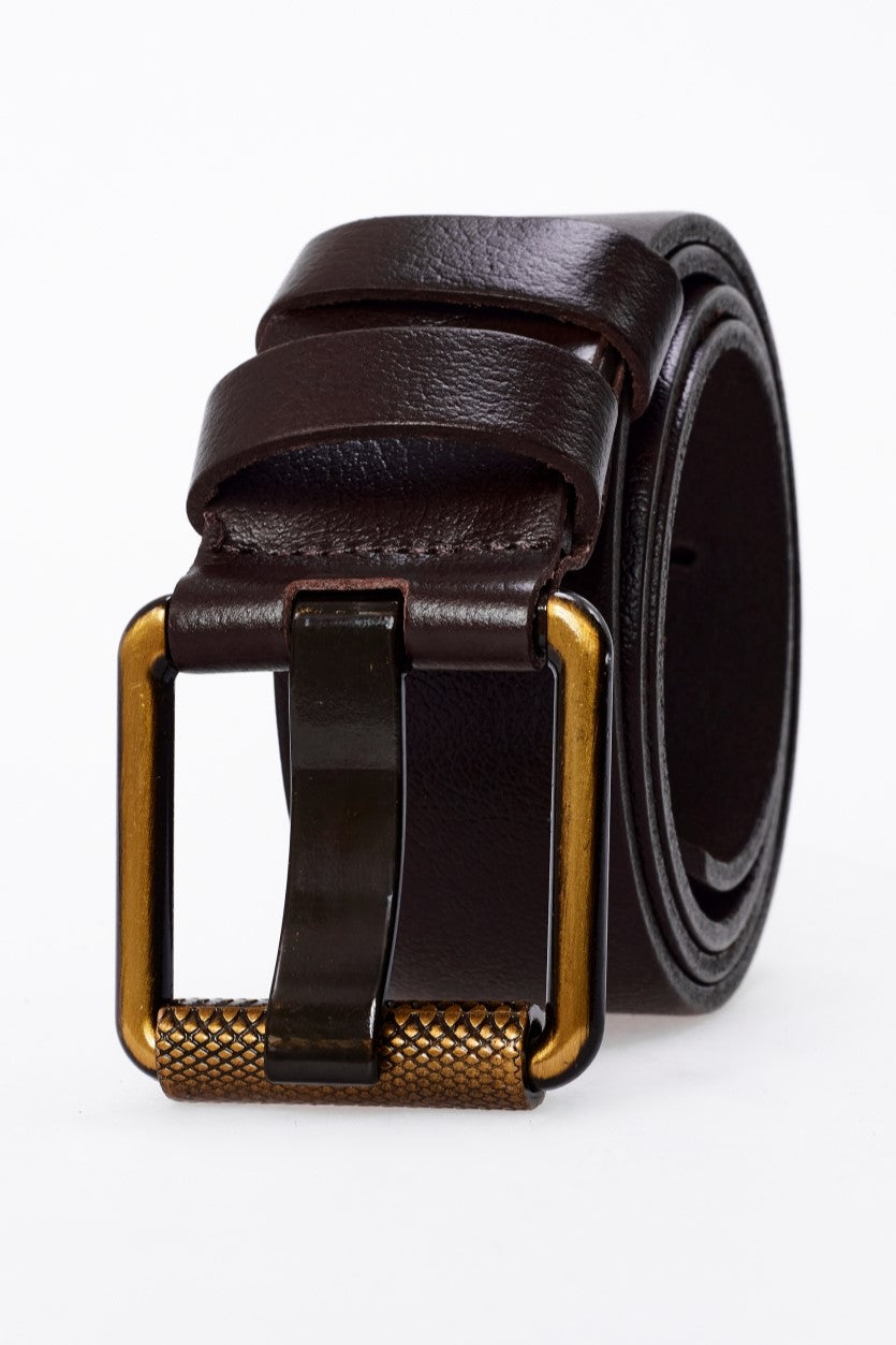 Derikem Erkek %100 Hakiki Deri Sarı Borulu 4,5 Cm Kot Kemeri Kahverengi