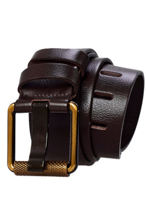 Derikem Erkek %100 Hakiki Deri Sarı Borulu 4,5 Cm Kot Kemeri Kahverengi