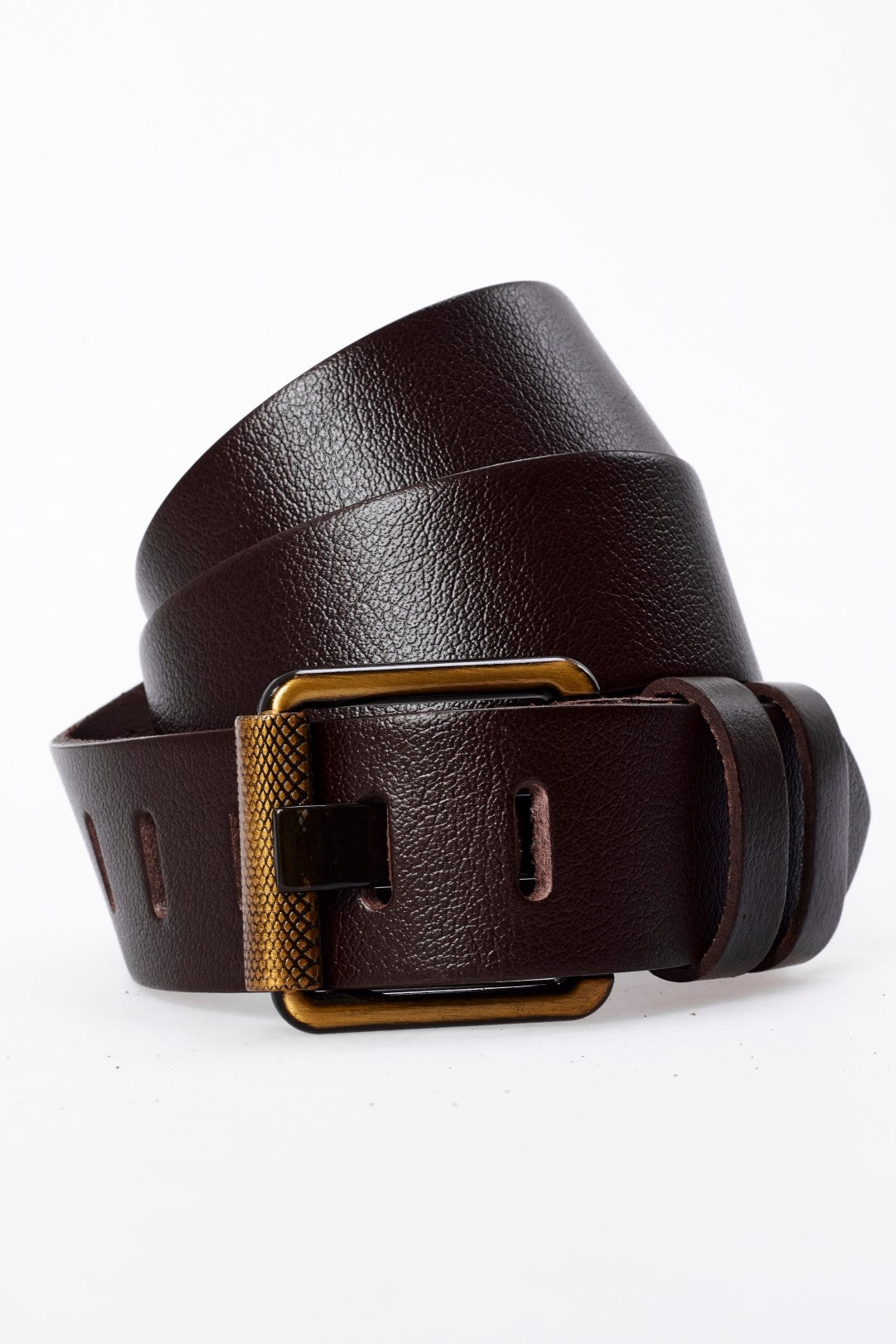 Derikem Erkek %100 Hakiki Deri Sarı Borulu 4,5 Cm Kot Kemeri Kahverengi