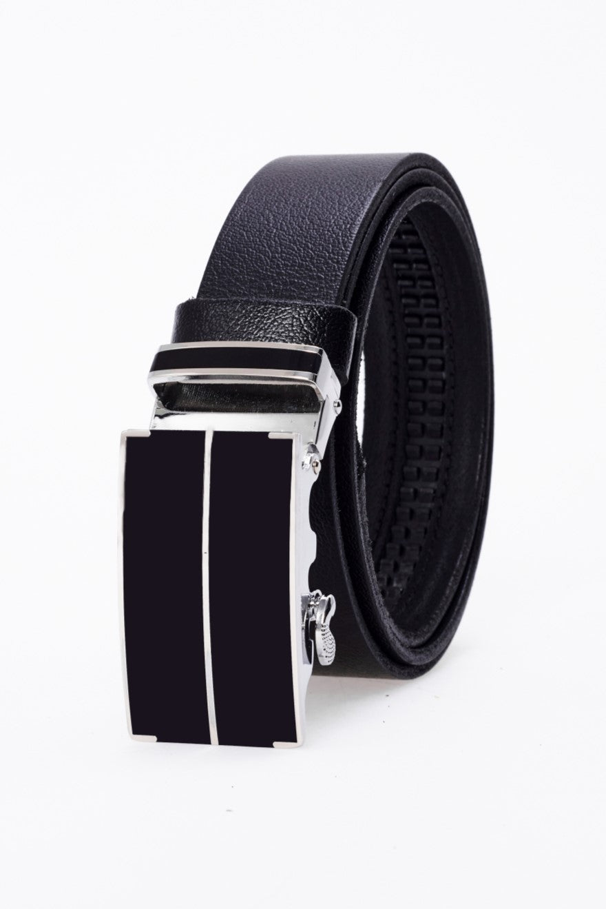 derikem Otomatik Tokalı Deliksiz %100 Hakiki Manda Derisi Klasik Erkek Kemeri Ortadan Çizgili